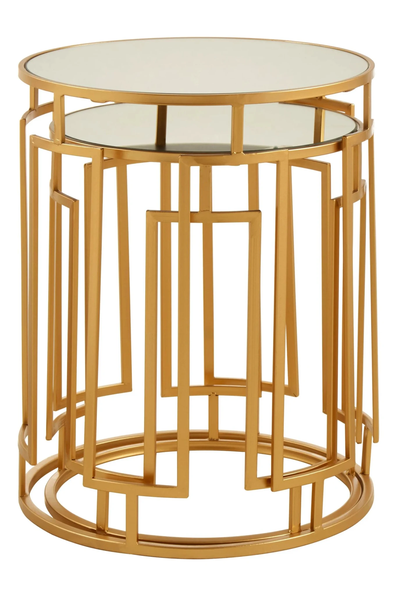 Avantis Set Of 2 Mirrored Top Round Side Tables - Tables, photo 2 of 5