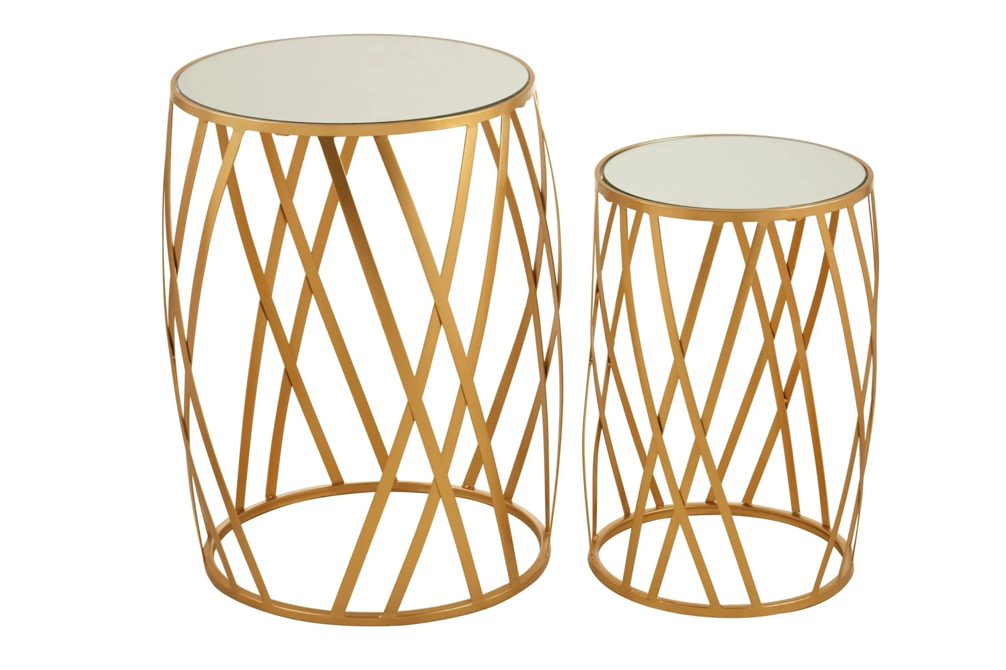 Avantis Gold Finish Set Of 2 Cross Design Side Tables - Tables, photo 4 of 6