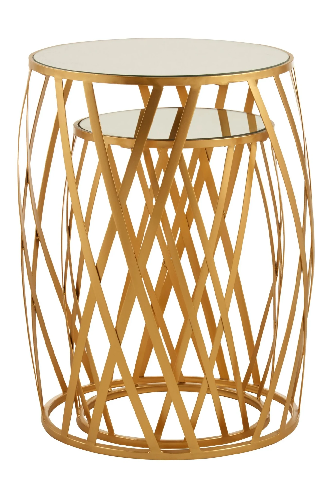 Avantis Gold Finish Set Of 2 Cross Design Side Tables - Tables, photo 3 of 6
