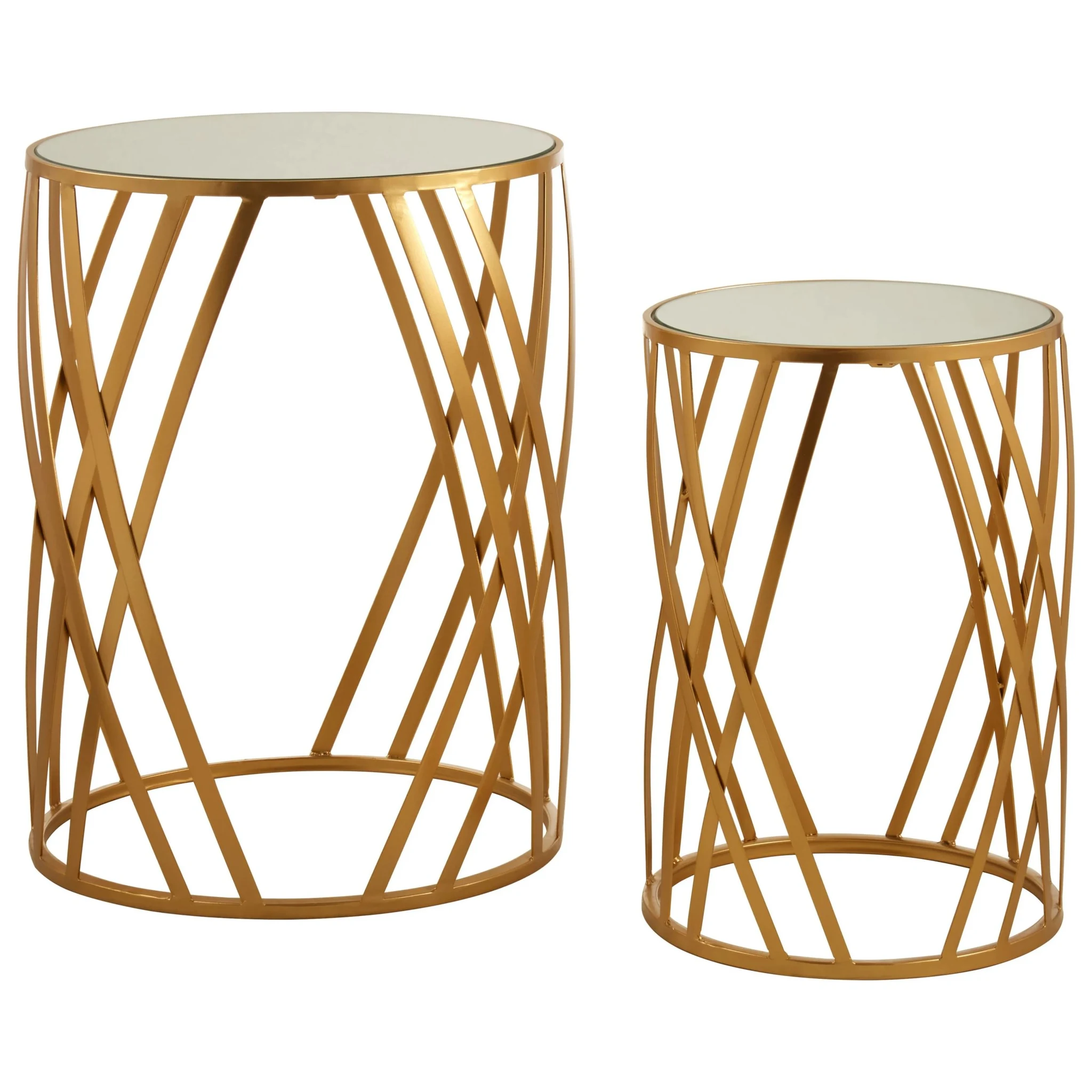 Avantis Gold Finish Set Of 2 Cross Design Side Tables - Tables, photo 2 of 6