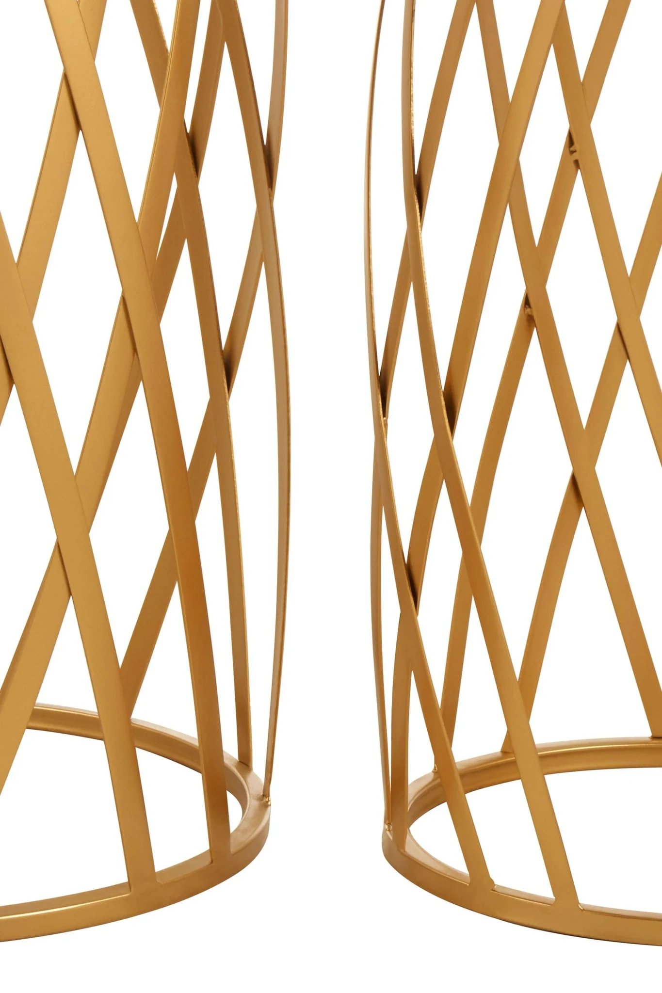 Avantis Gold Finish Set Of 2 Cross Design Side Tables - Tables, photo 5 of 6