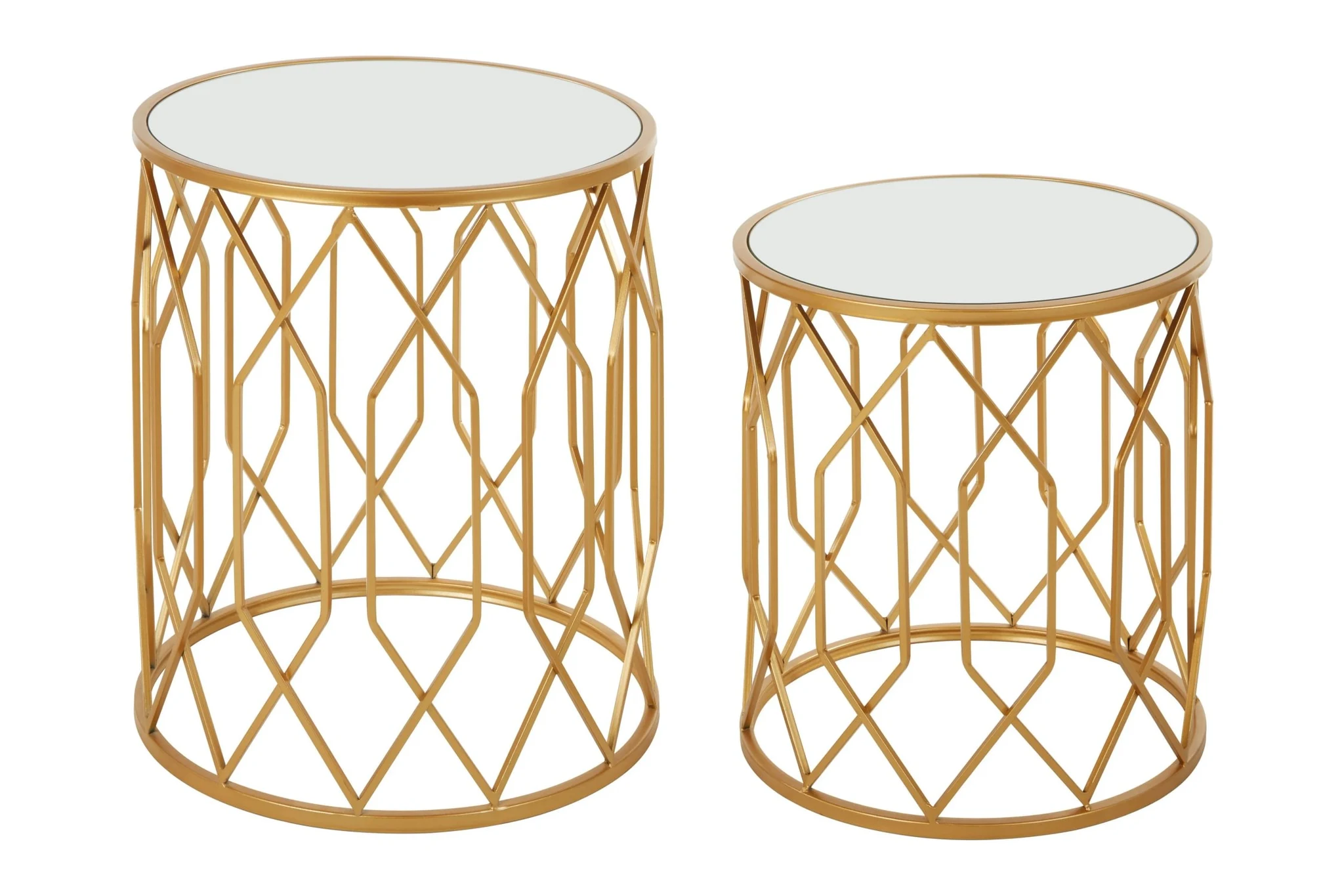 Avantis Set Of 2 Gold Frame Round Side Tables - Tables, photo 5 of 7
