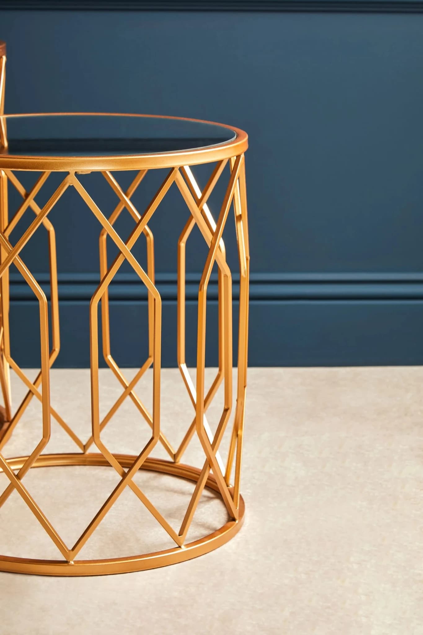 Avantis Set Of 2 Gold Frame Round Side Tables - Tables, photo 3 of 7