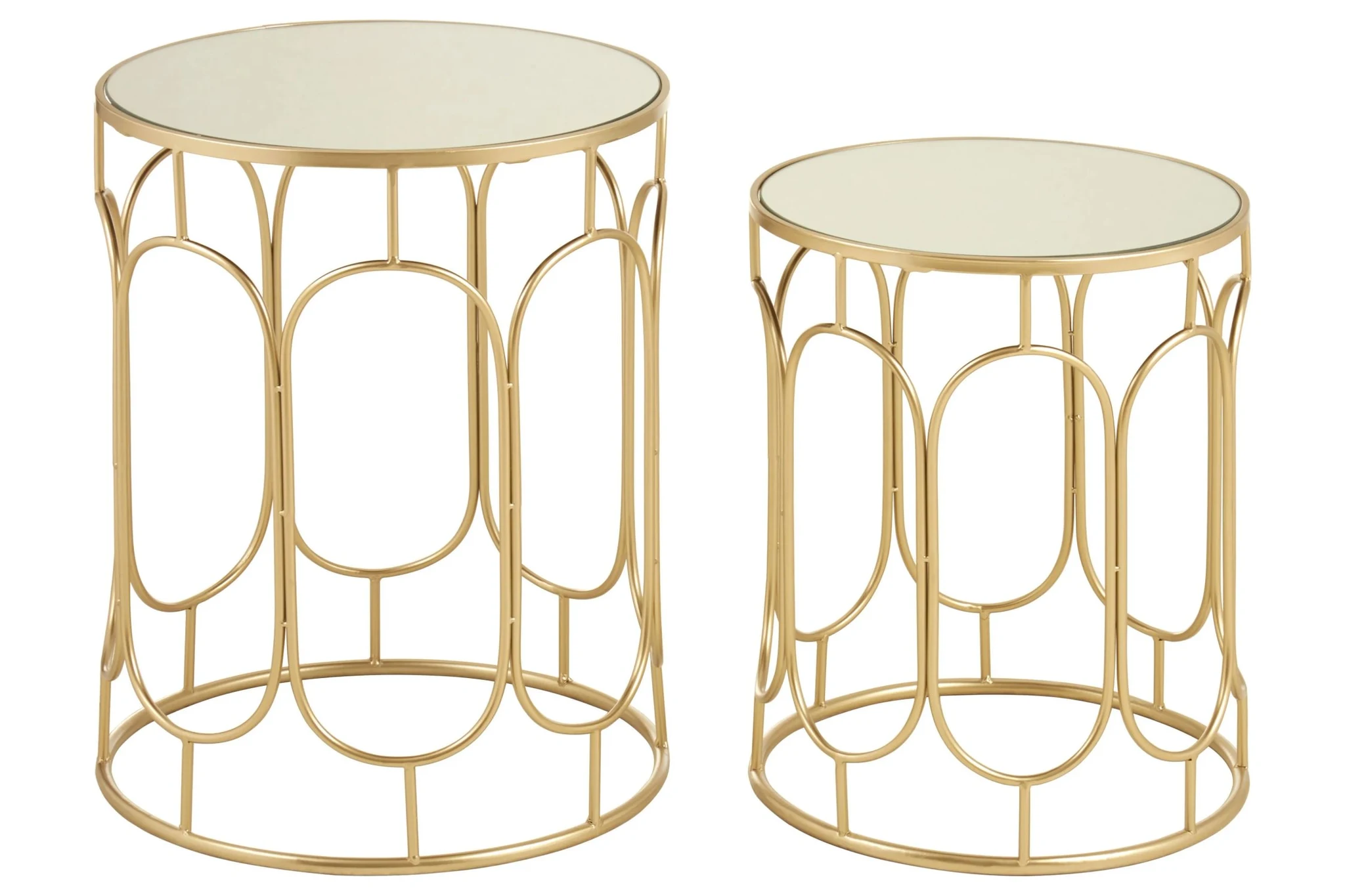 Avantis Set Of 2 Champagne Metal Side Tables - Tables, photo 3 of 5