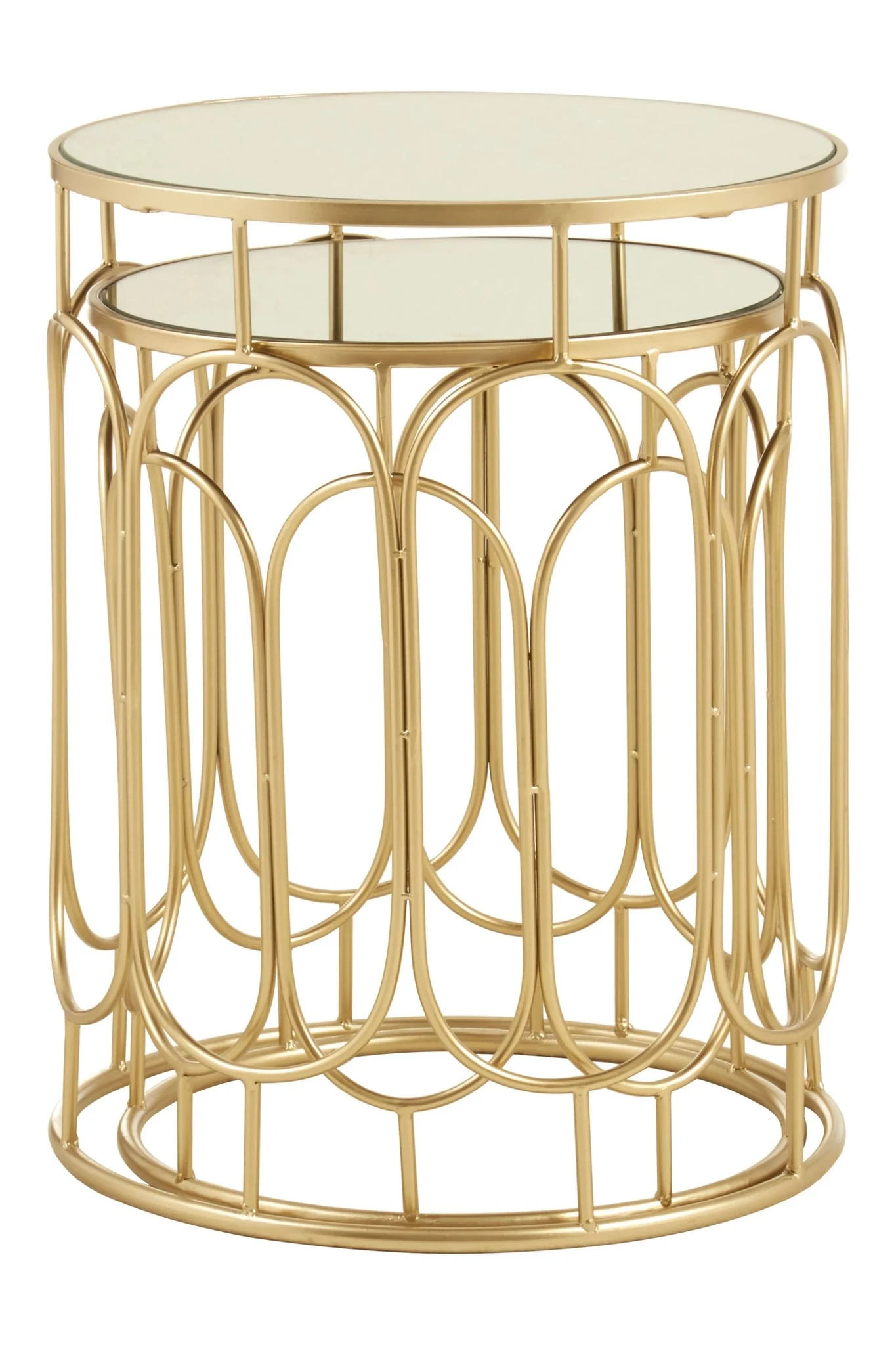 Avantis Set Of 2 Champagne Metal Side Tables - Tables, photo 2 of 5