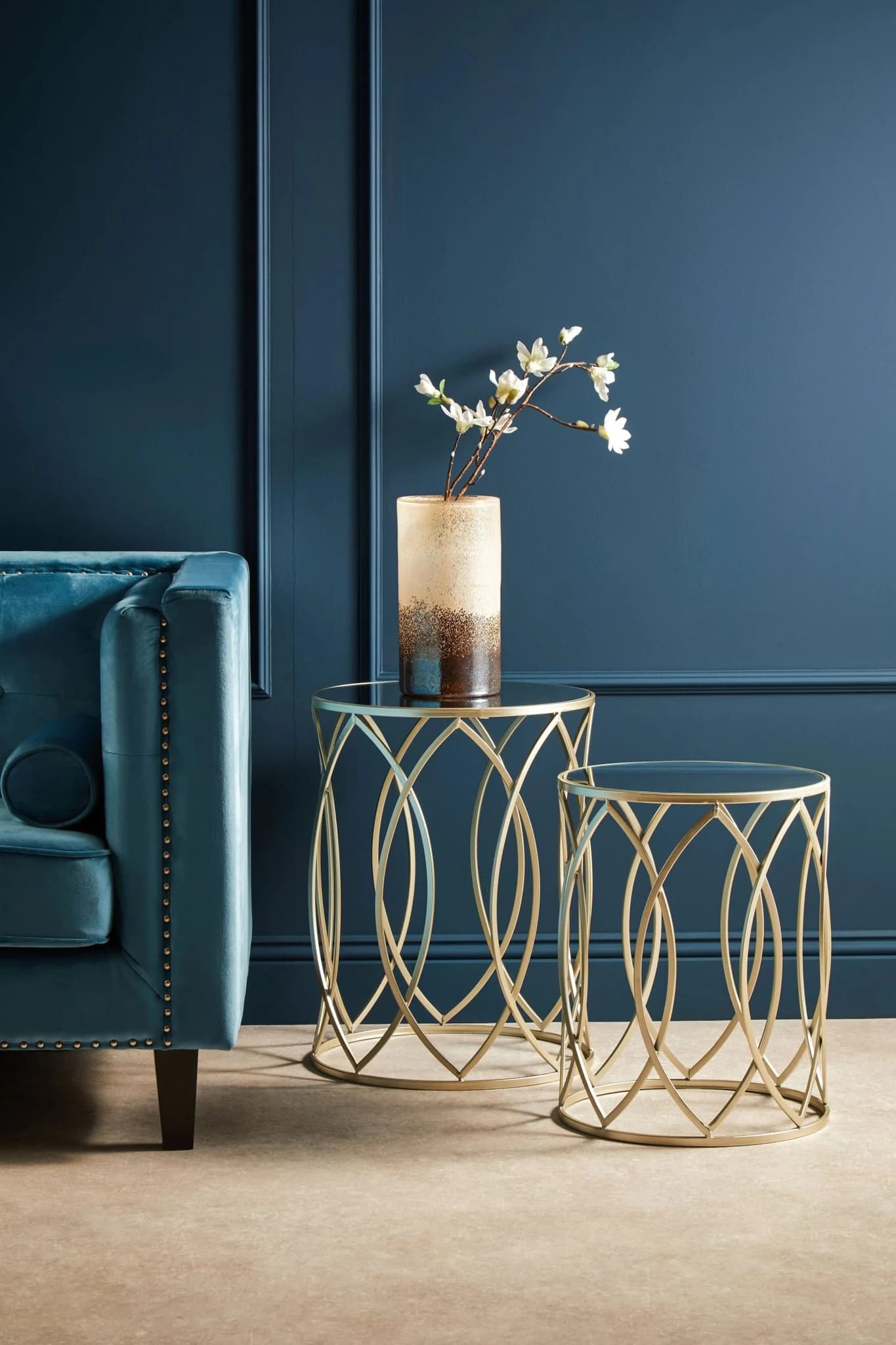 Avantis Set Of 2 Champagne Finish Side Tables - Tables, photo 4 of 7