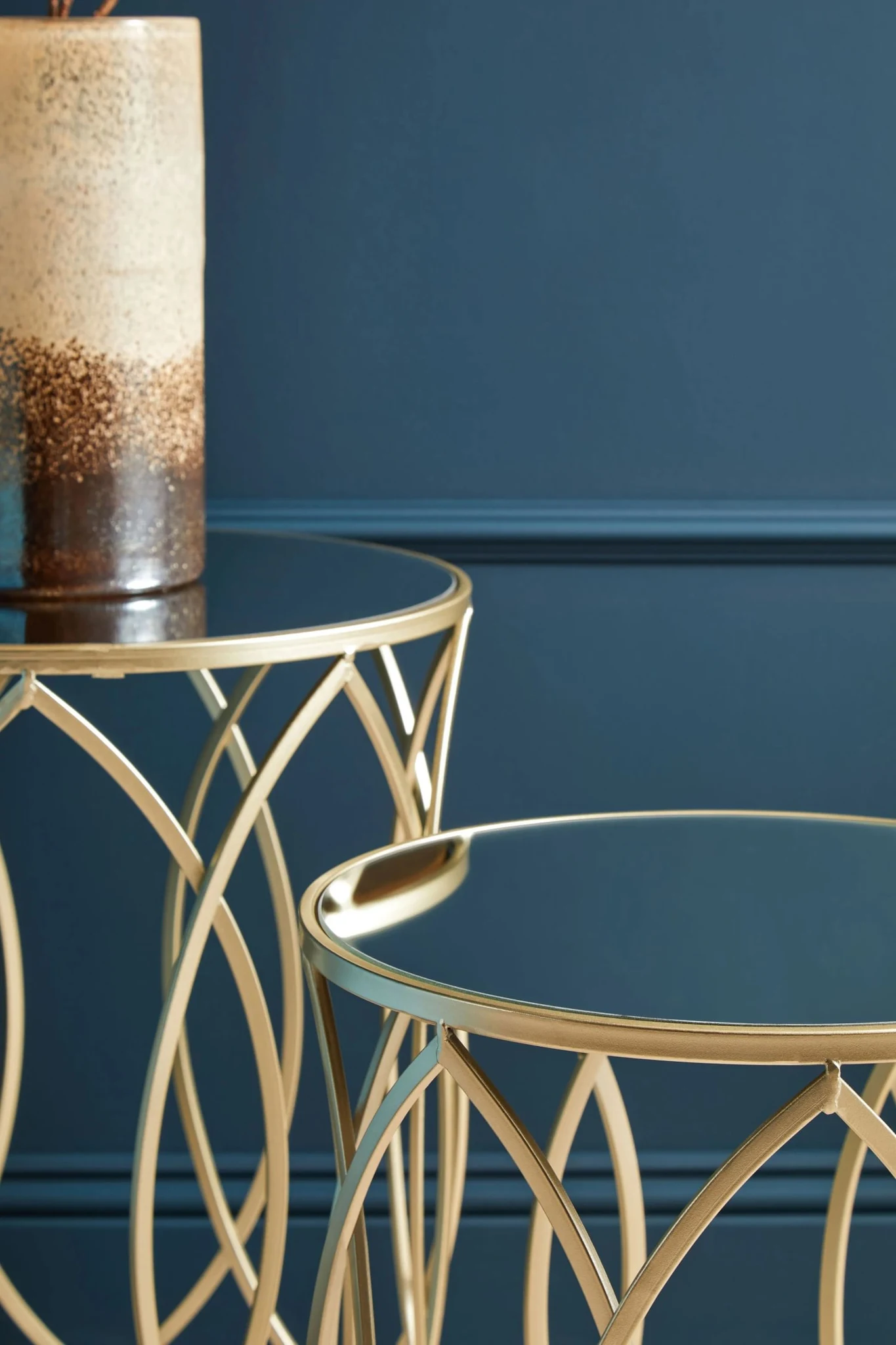 Avantis Set Of 2 Champagne Finish Side Tables - Tables, photo 3 of 7