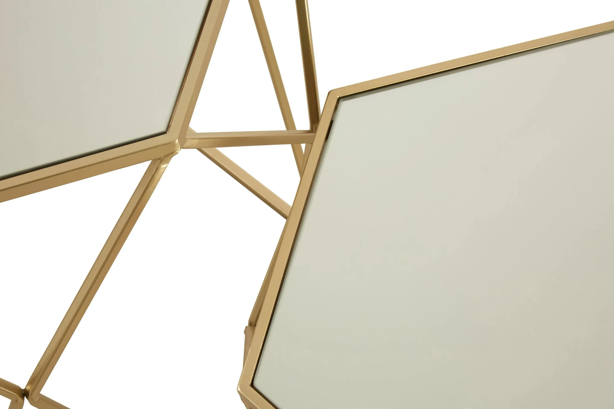 Avantis Champagne Finish Hexagonal Set of 2 Side Tables - Tables, photo 8 of 8