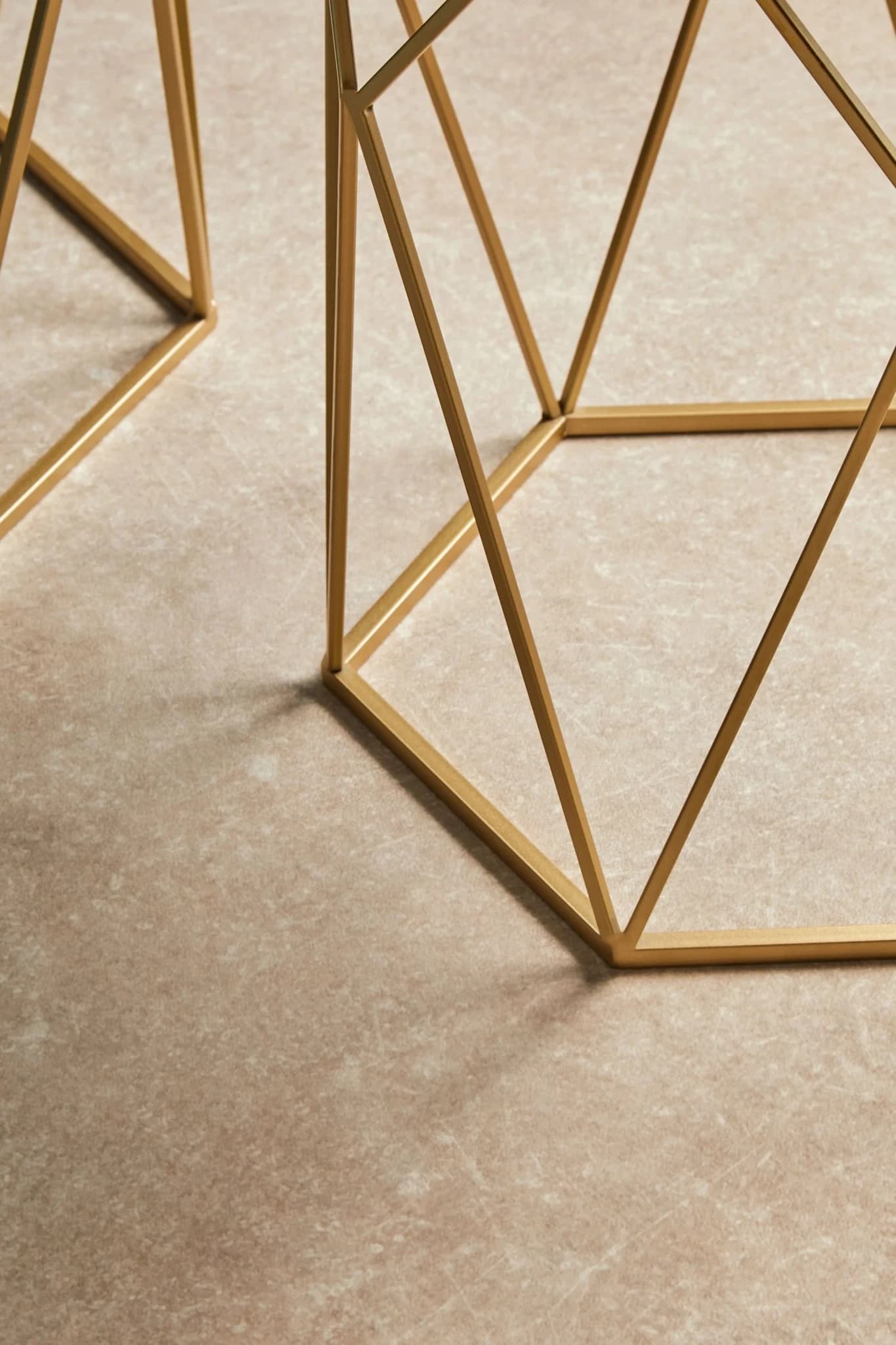 Avantis Champagne Finish Hexagonal Set of 2 Side Tables - Tables, photo 2 of 8