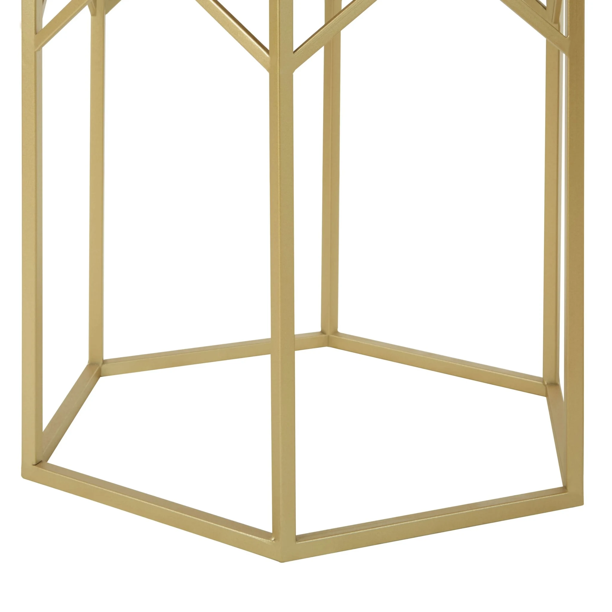 Avantis Champagne Finish and Mirror Set Of 2 Hexagonal Side Tables - Tables, photo 7 of 8