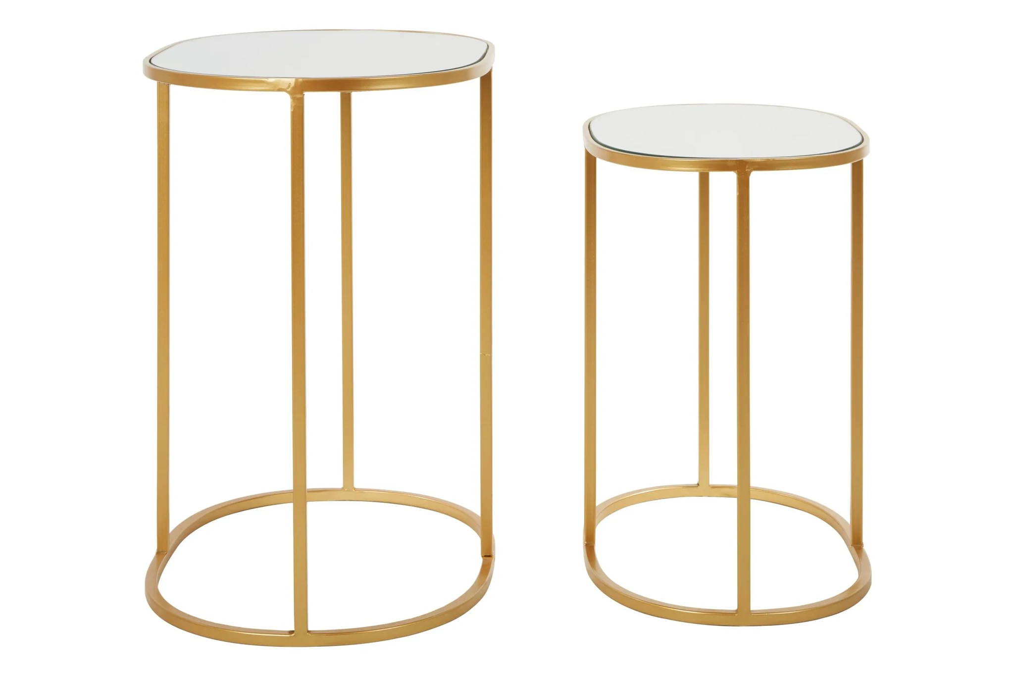 Avantis Gold Finish Set Of 2 Oval Side Tables - Tables, photo 6 of 8