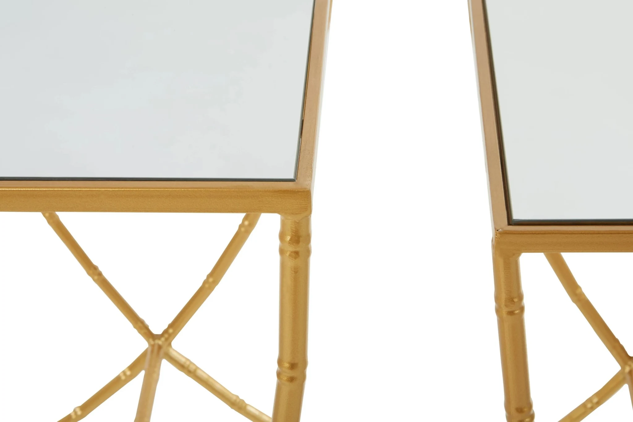 Avantis Gold Finish Set Of 2 Bamboo Design Side Tables - Tables, photo 8 of 8