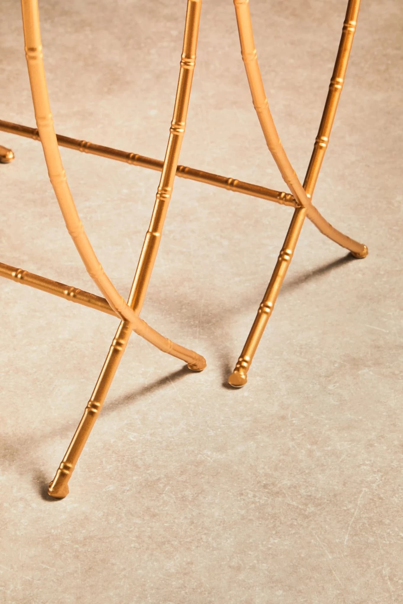Avantis Gold Finish Set Of 2 Bamboo Design Side Tables - Tables, photo 2 of 8