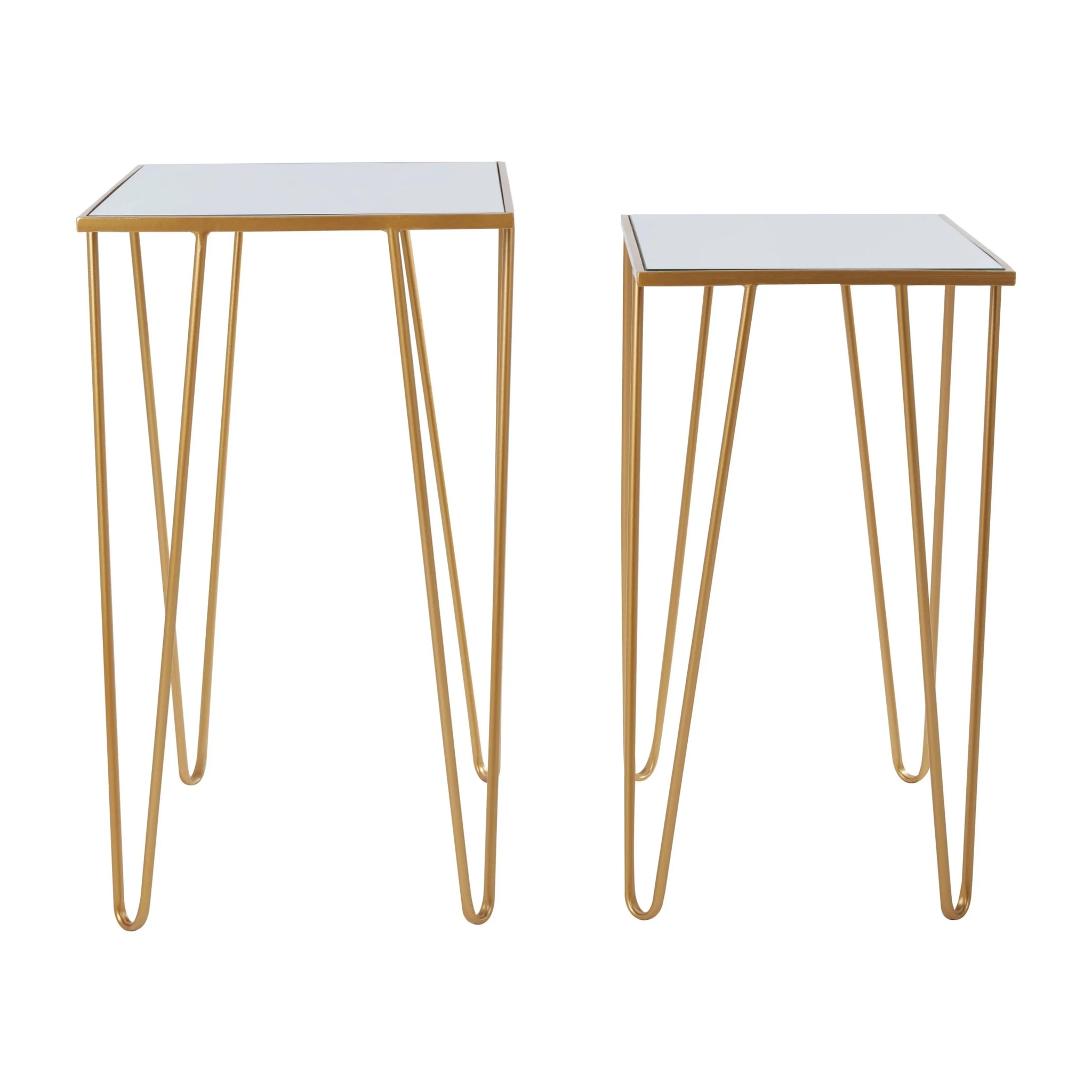 Avantis Gold Finish Set Of 2 Rectangular Side Tables with Hairpin Legs - Tables, photo 5 of 8