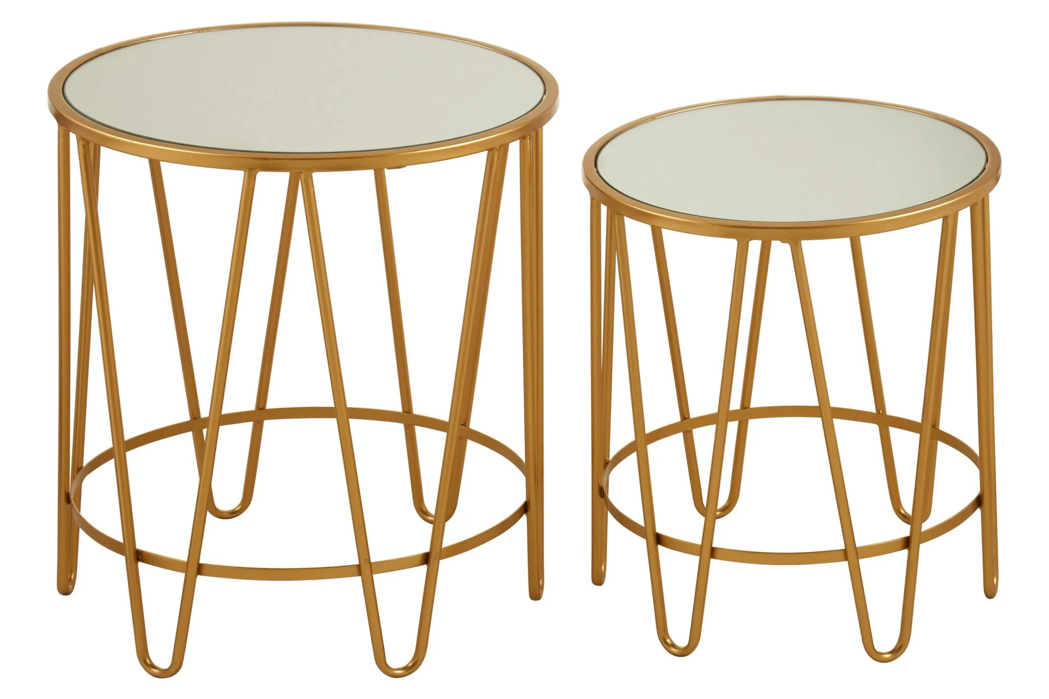 Avantis Gold Finish Set Of 2 Hairpin Design Side Tables - Tables, photo 4 of 6