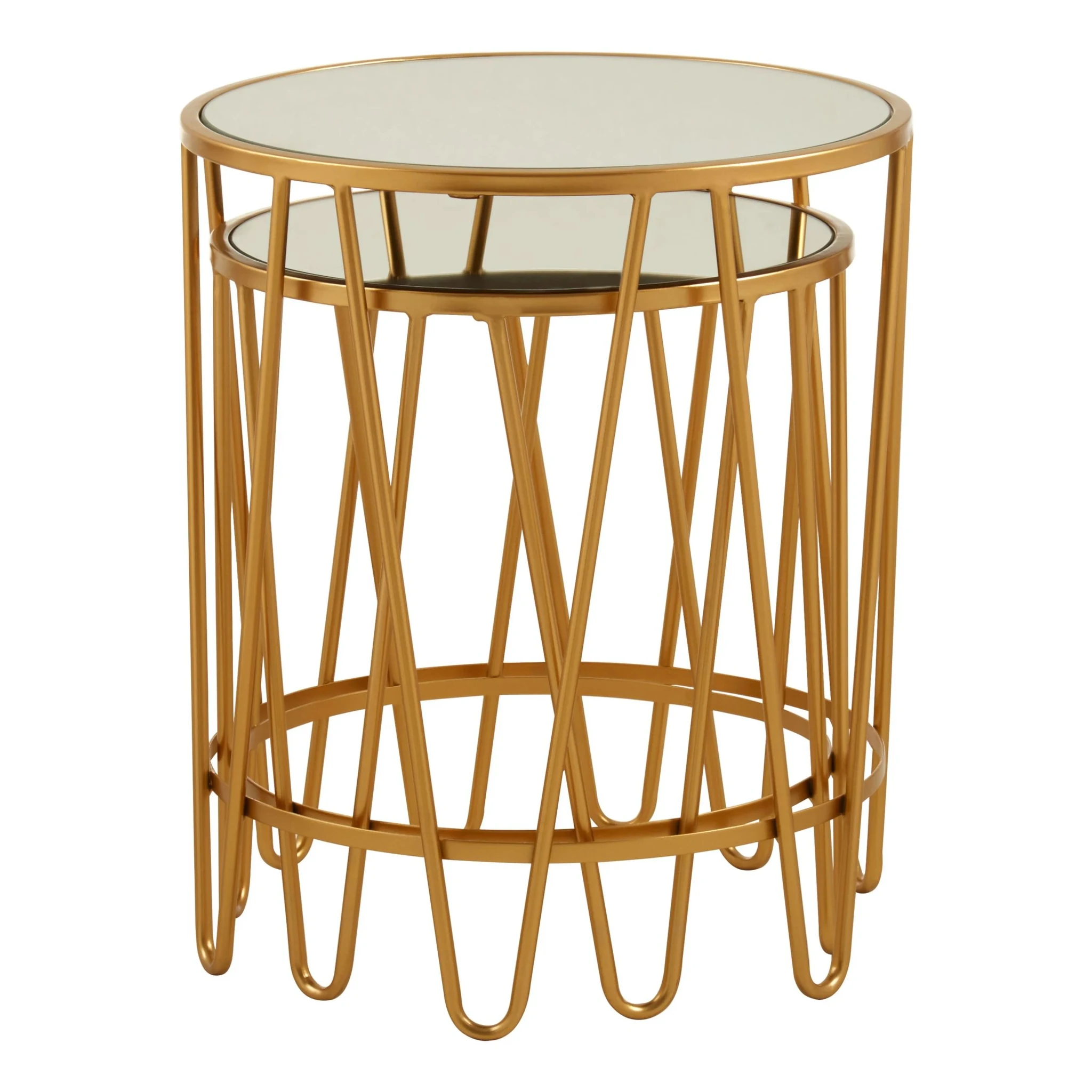 Avantis Gold Finish Set Of 2 Hairpin Design Side Tables - Tables, photo 3 of 6