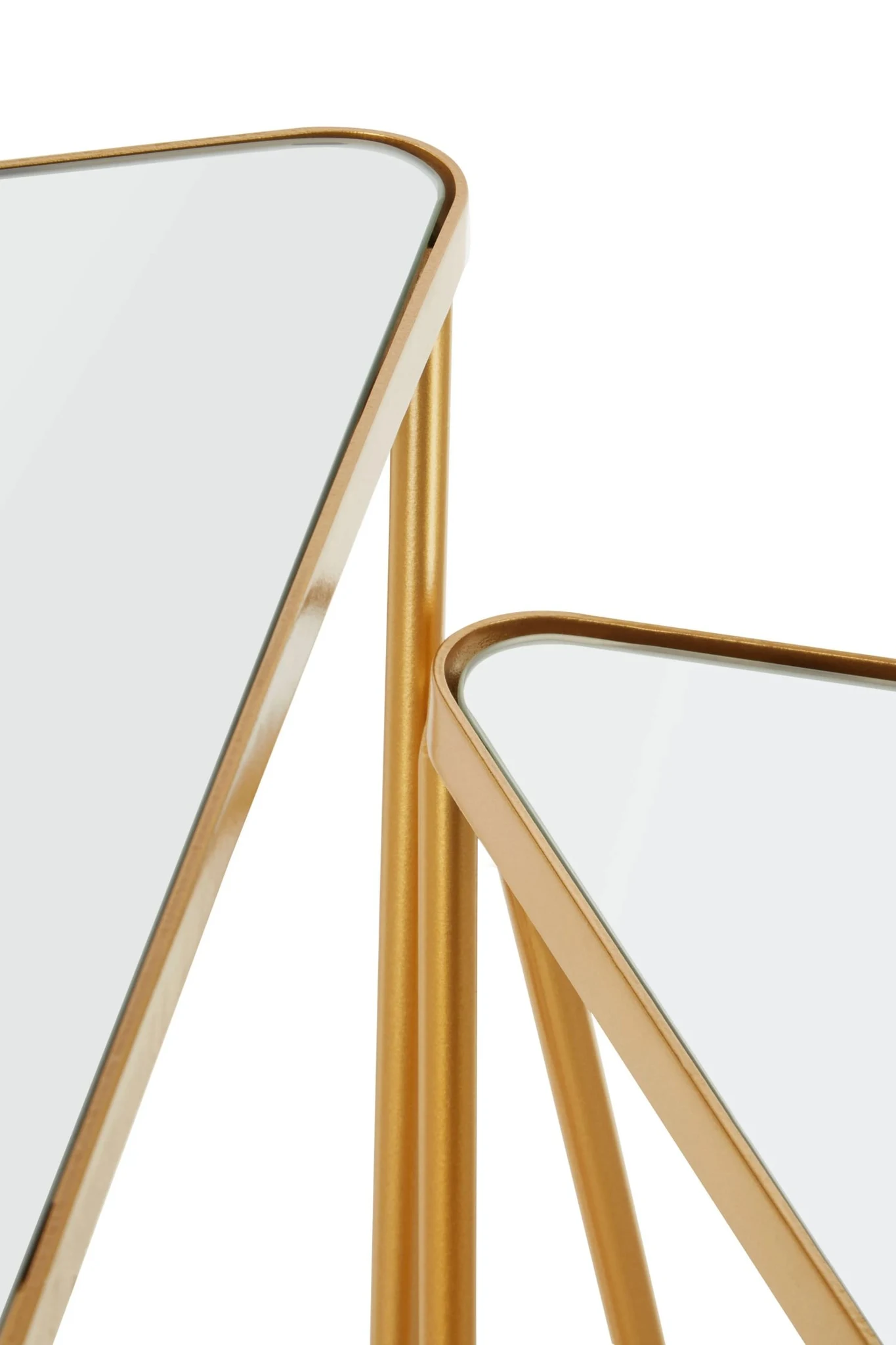 Avantis Gold Finish and Mirrored Set of 2 Triangle Side Tables - Tables, photo 8 of 8