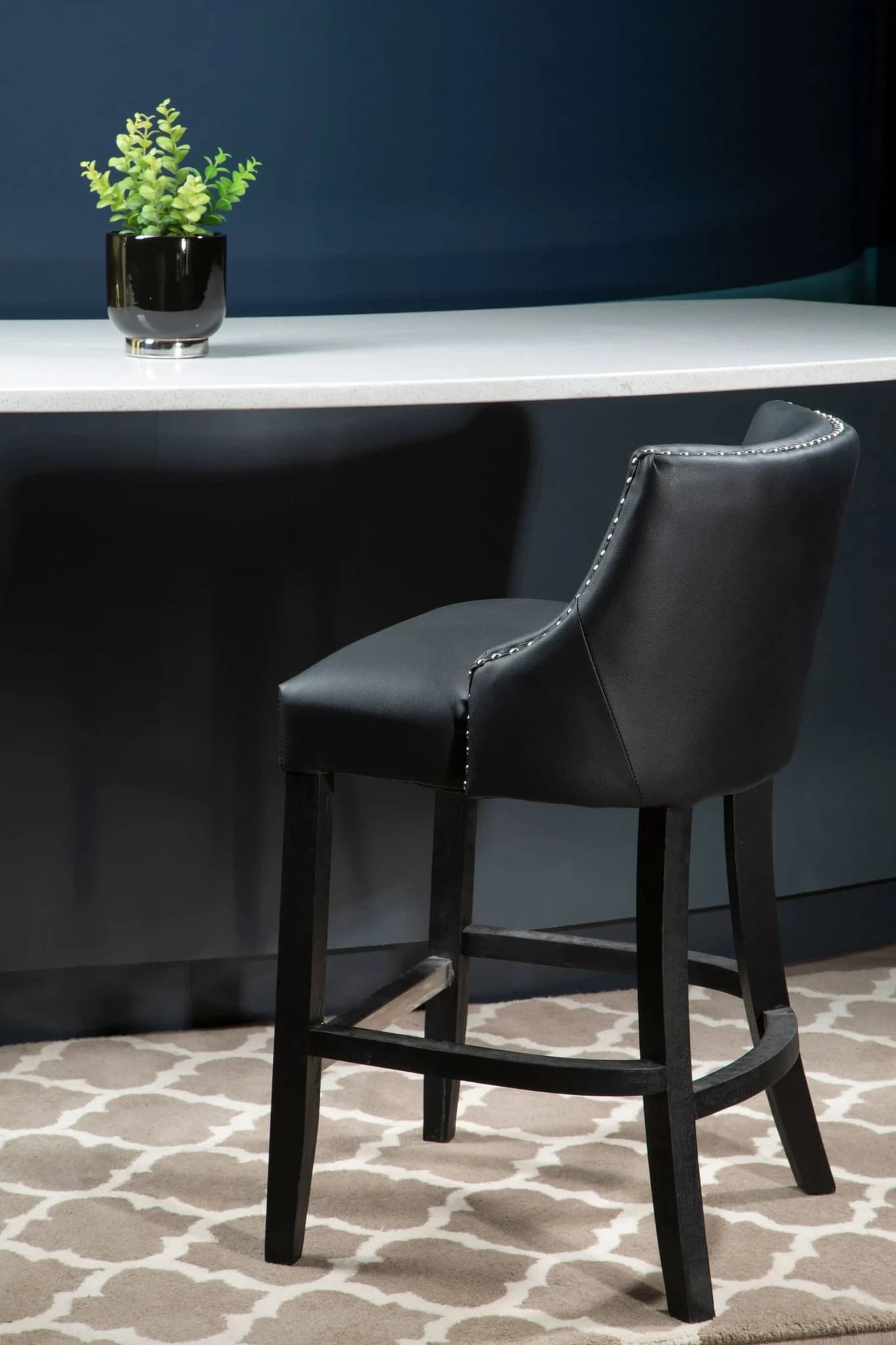 Kensington Townhouse Black Leather Effect Bar Chair - Seating, photo 3 of 8