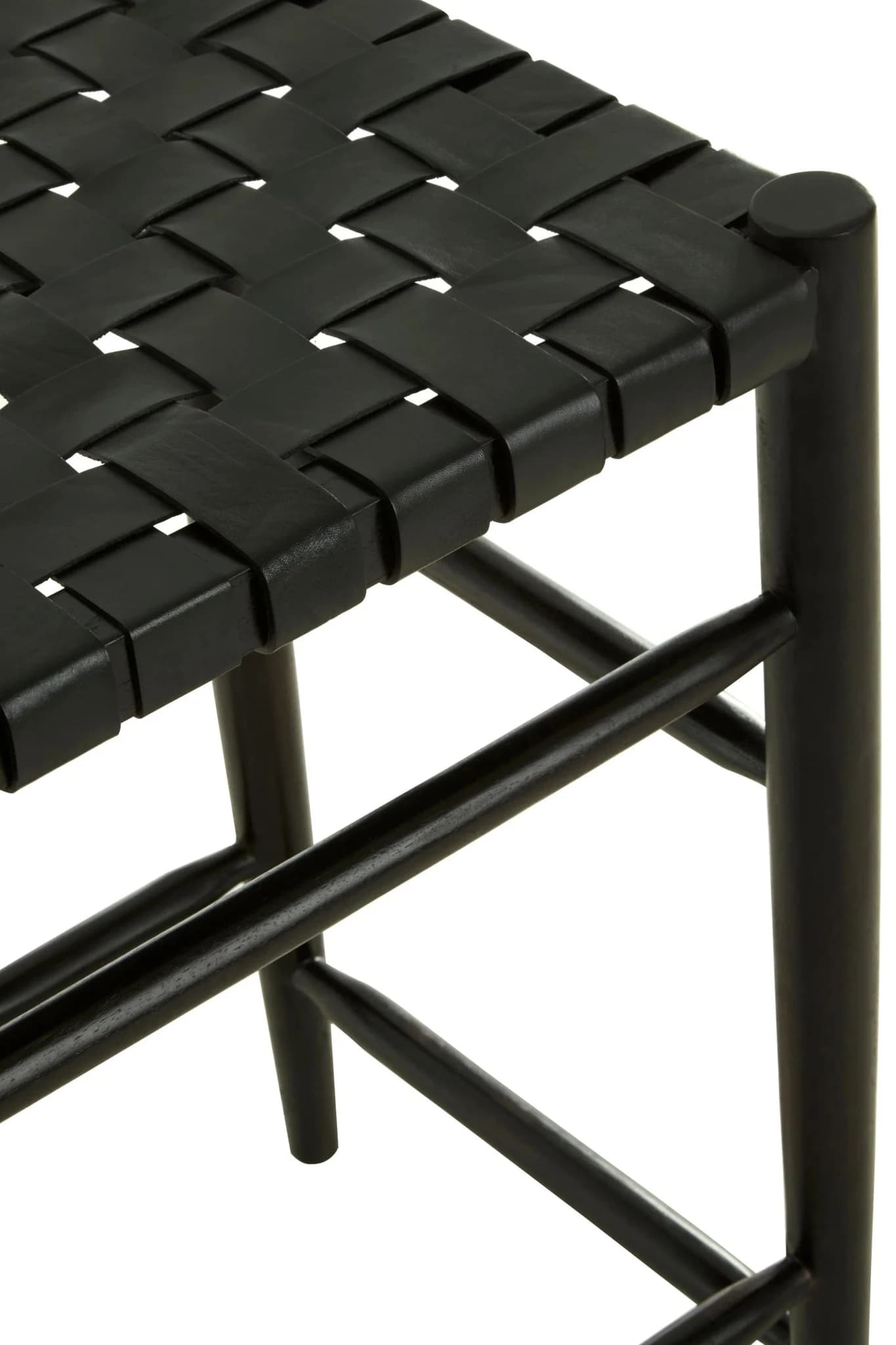 Kendari Black Woven Leather Barstool - Seating, photo 4 of 5