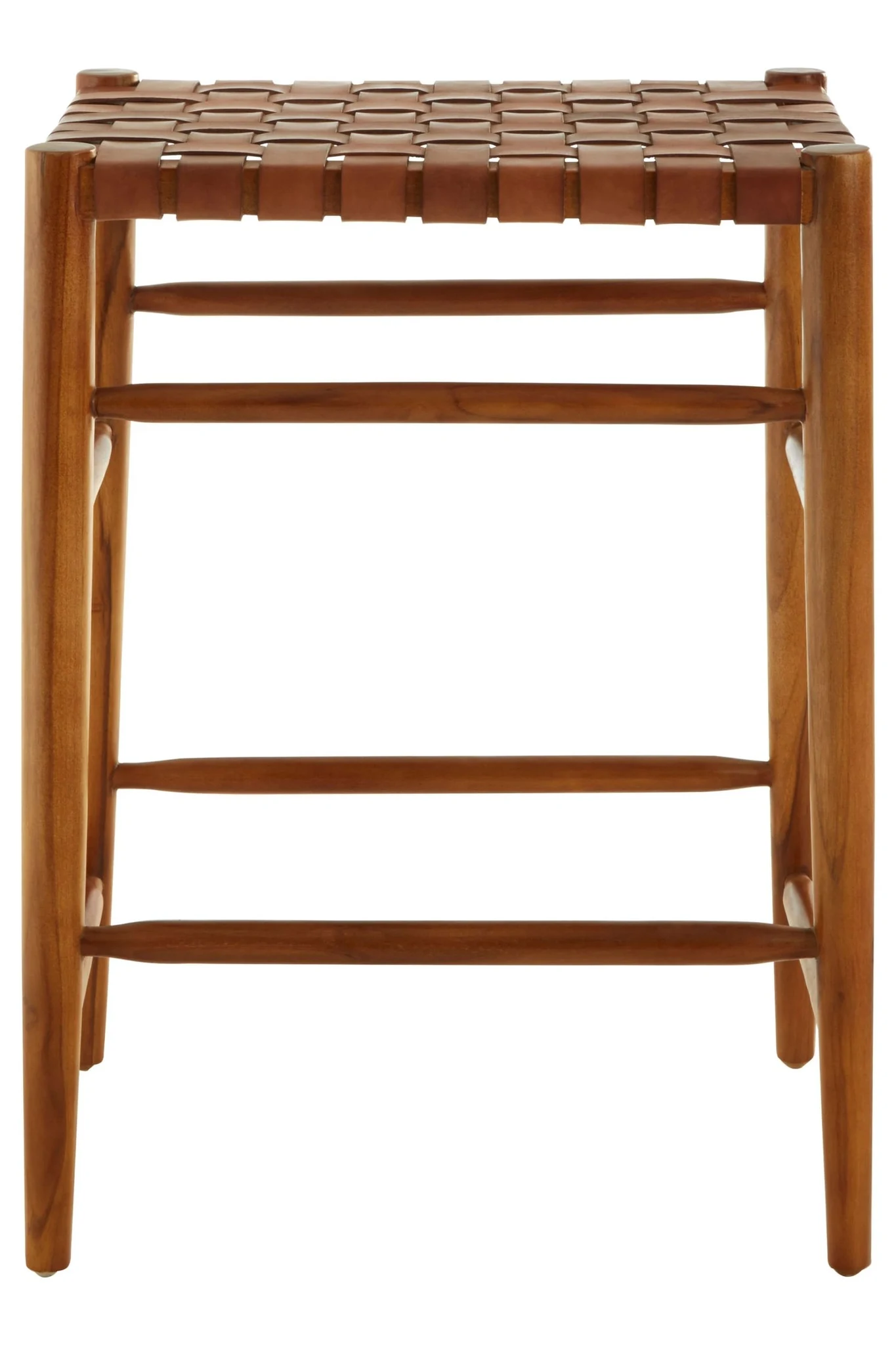 Kendari Brown Woven Leather Barstool - Seating, photo 4 of 6