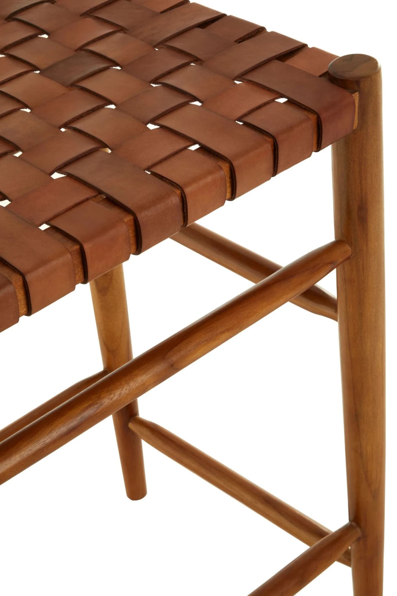 Kendari Brown Woven Leather Barstool - Seating, photo 5 of 6
