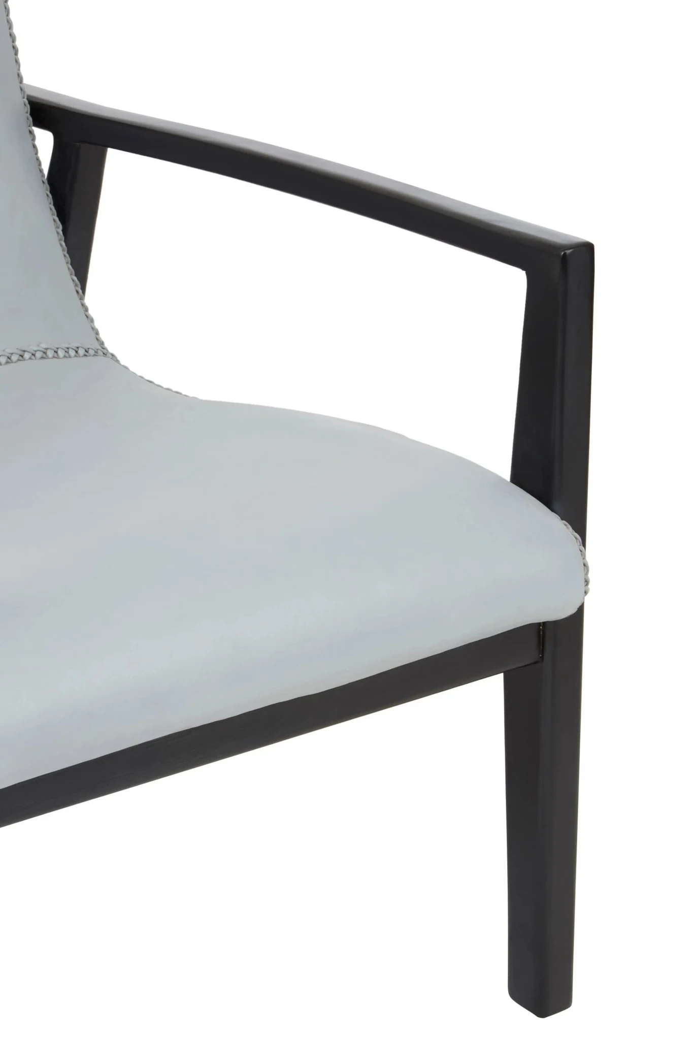 Kendari Grey Leather Chair with Black Teak Frame - Seating, photo 5 of 6