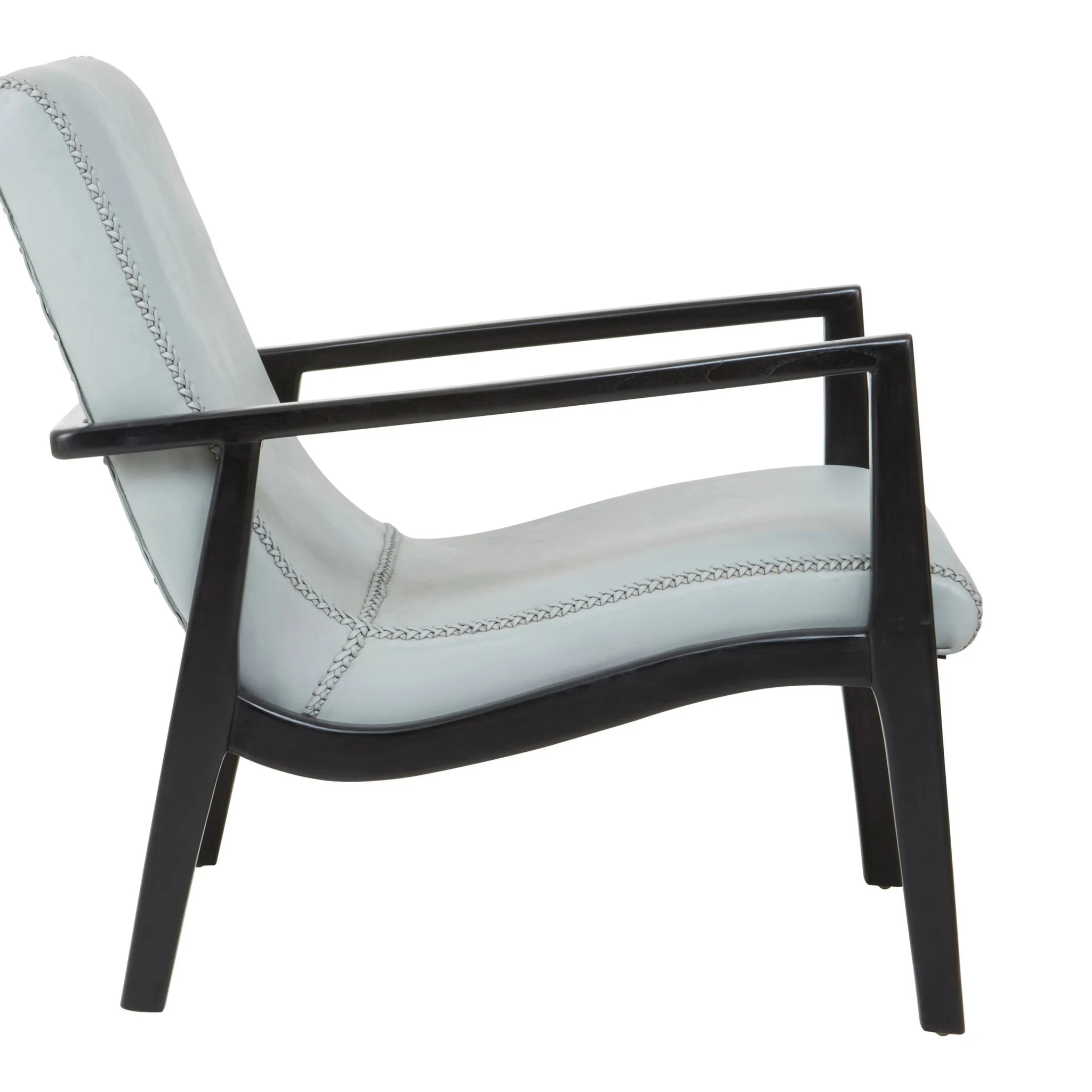 Kendari Grey Leather Chair with Black Teak Frame - Seating, photo 2 of 6