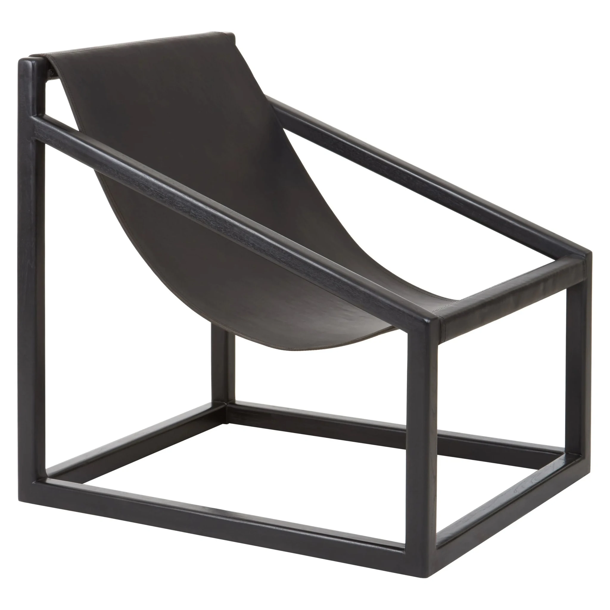 Kendari Black Leather and Wooden Frame Sling Chair - Seating, photo 5 of 7