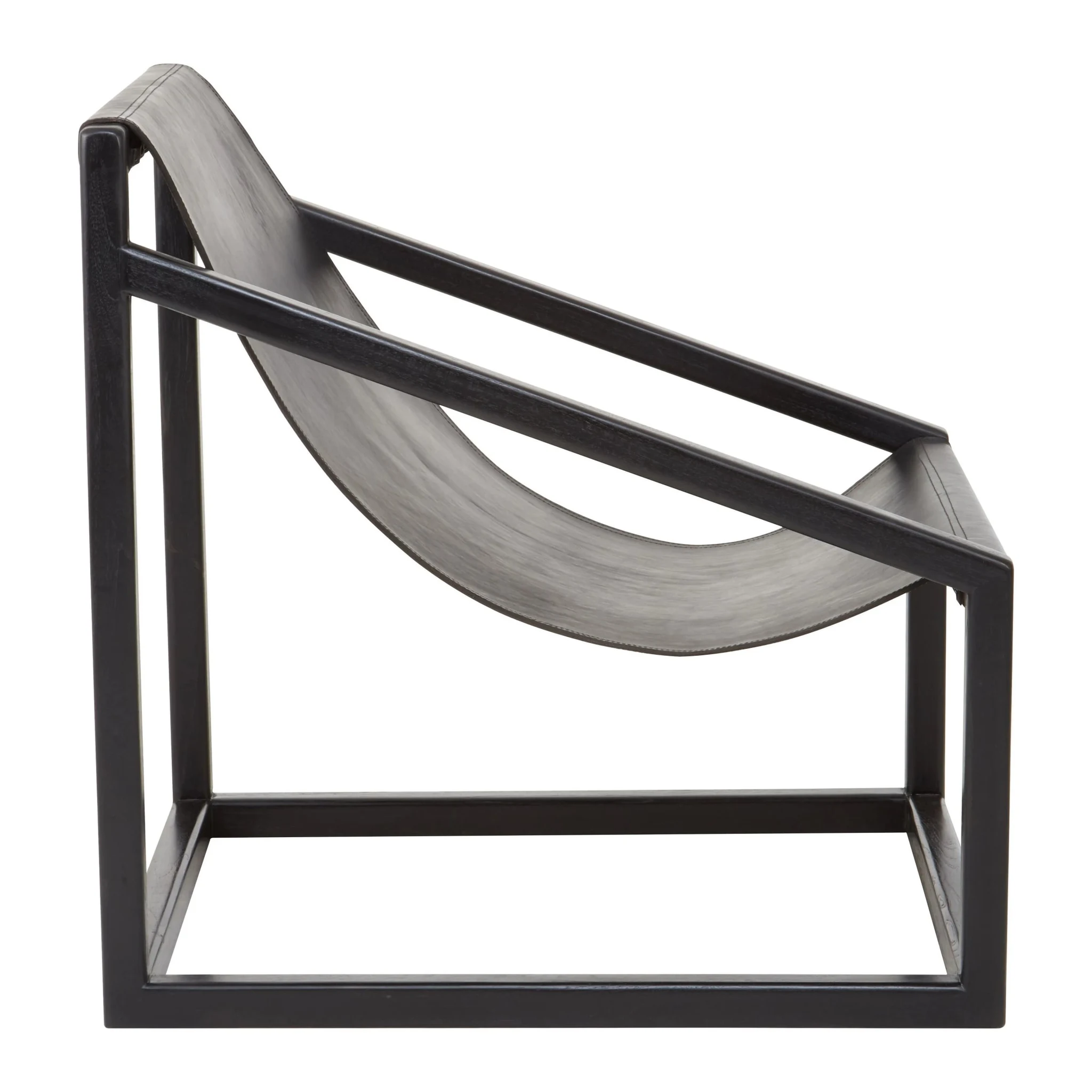Kendari Black Leather and Wooden Frame Sling Chair - Seating, photo 4 of 7