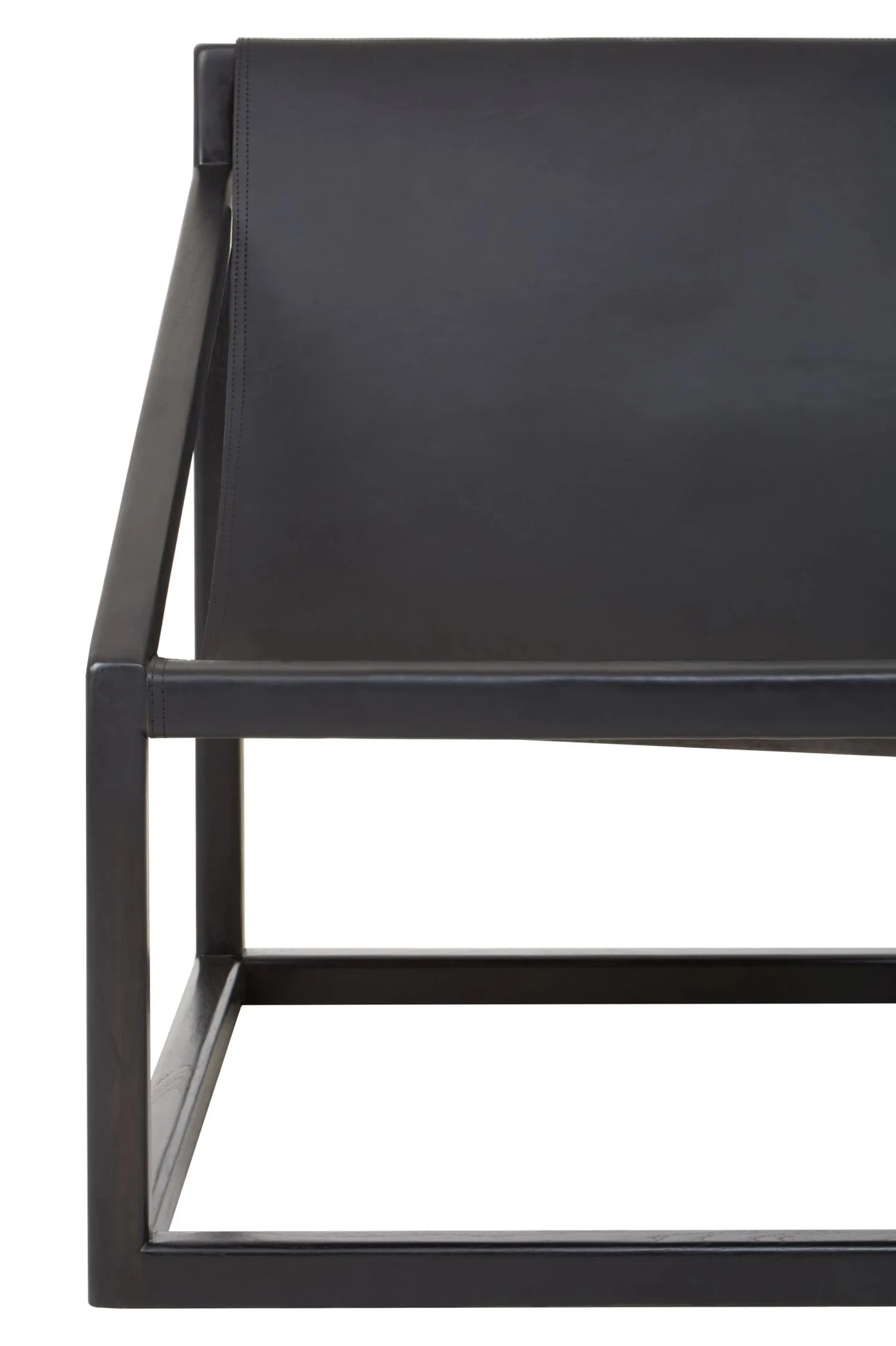 Kendari Black Leather and Wooden Frame Sling Chair - Seating, photo 6 of 7