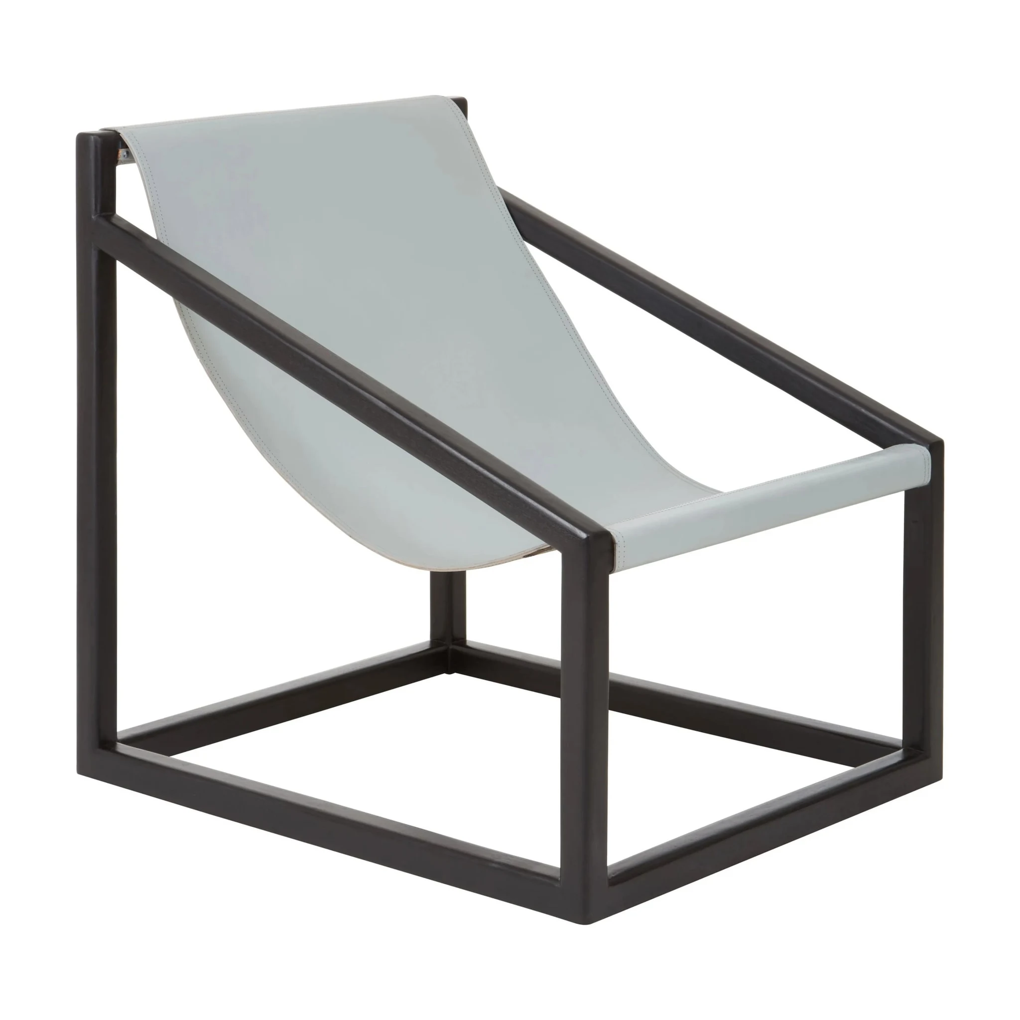 Kendari Grey Leather Sling Chair with Black Wooden Frame - Seating, photo 4 of 6