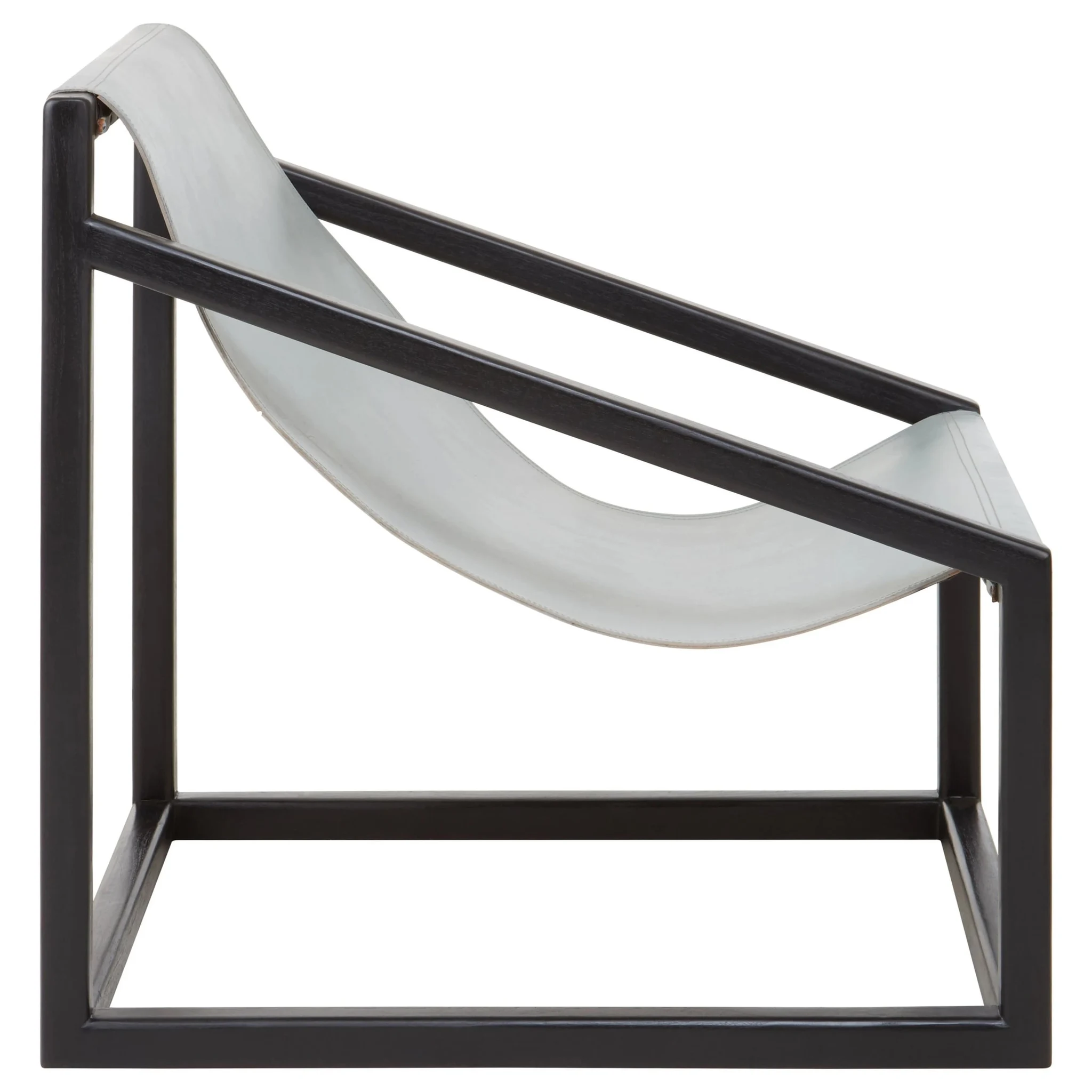 Kendari Grey Leather Sling Chair with Black Wooden Frame - Seating, photo 3 of 6