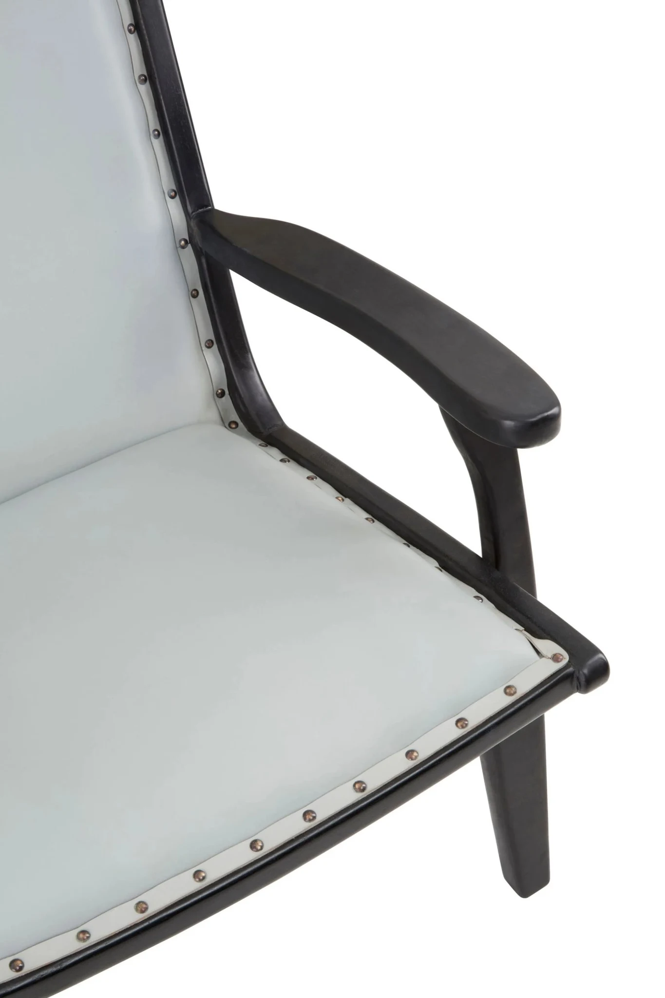 Kendari Grey Leather and Teak Wood Chair with Stud Detail - Seating, photo 5 of 6