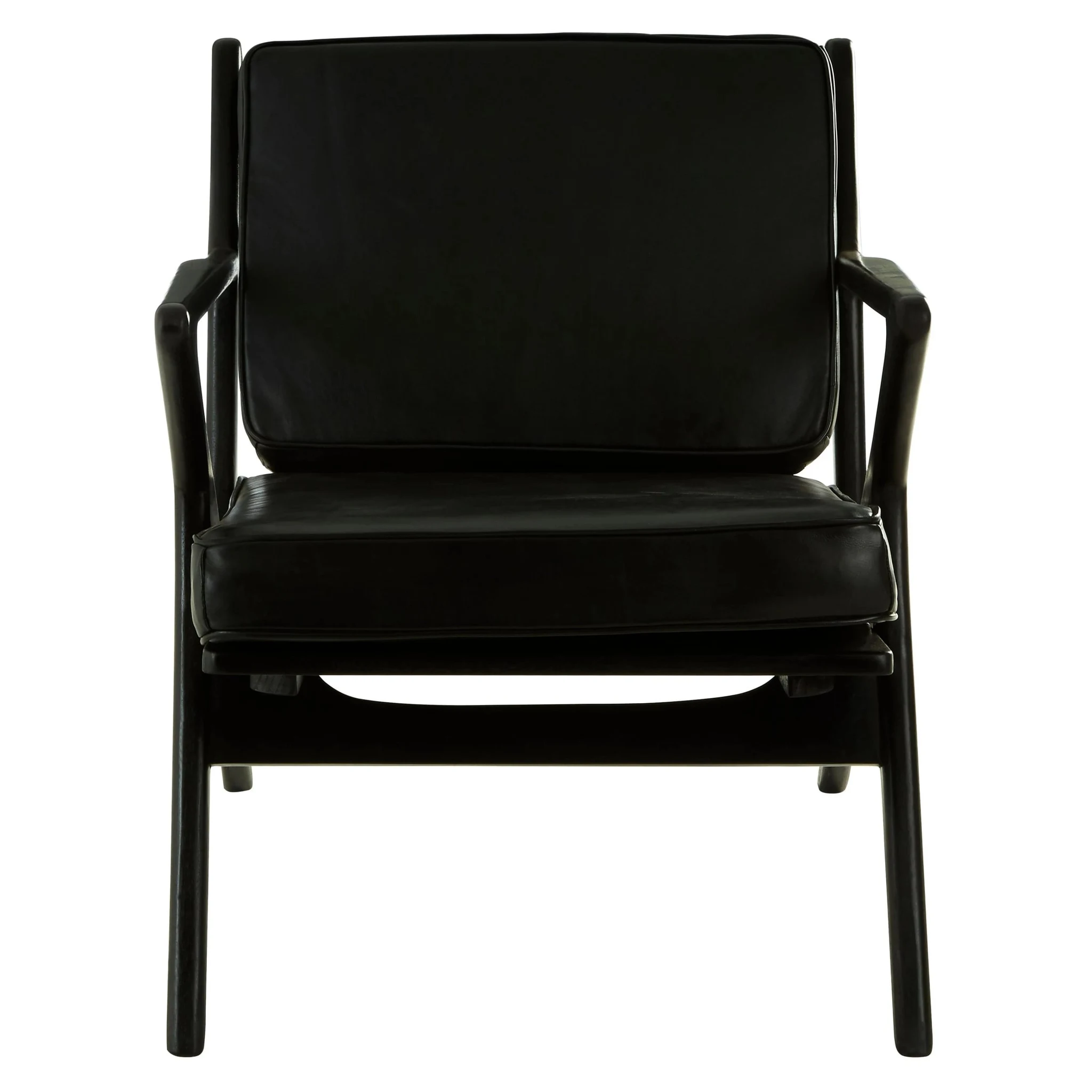 Kendari Black Leather with Teak Wood Frame Armchair - Seating, photo 5 of 7