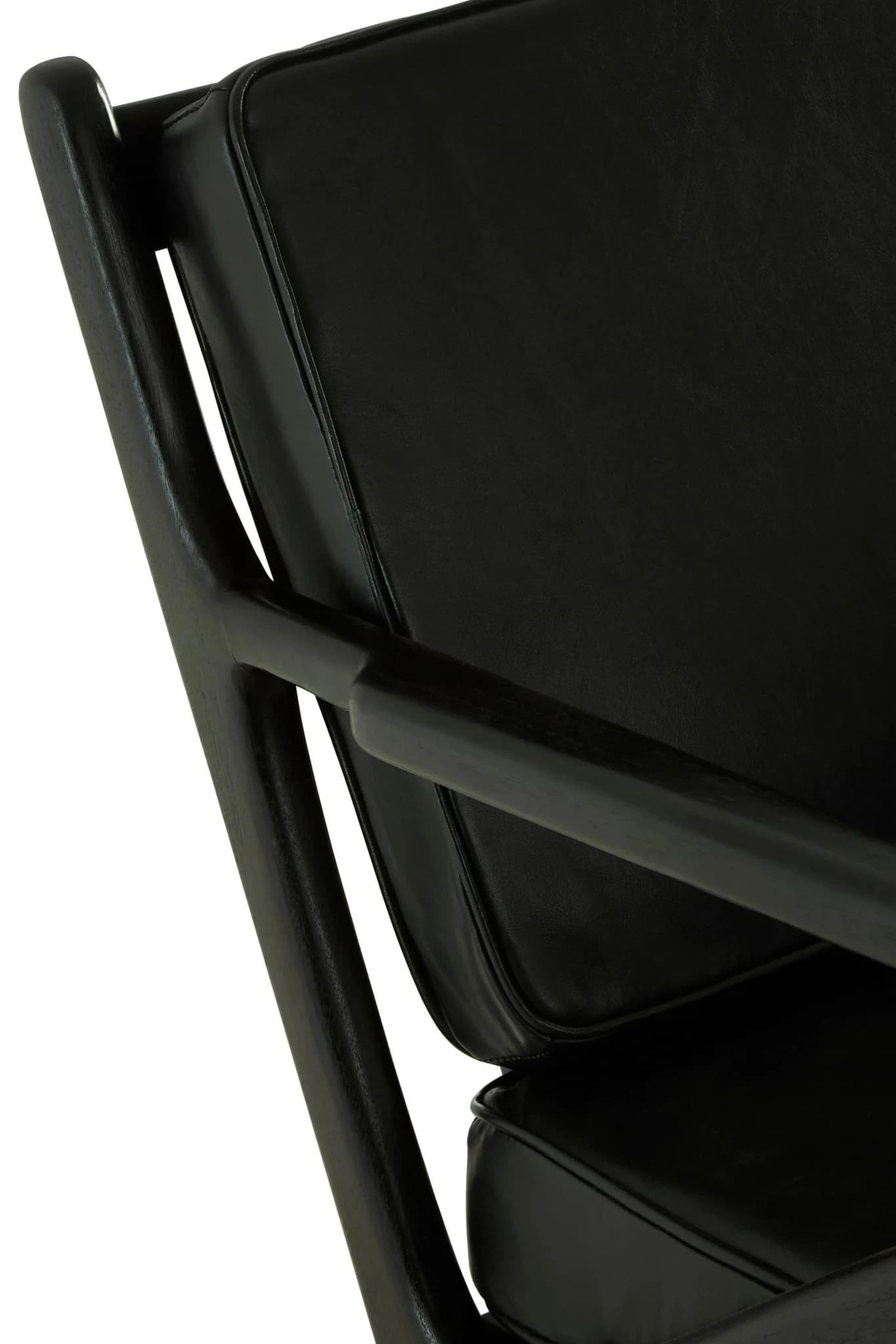 Kendari Black Leather with Teak Wood Frame Armchair - Seating, photo 7 of 7