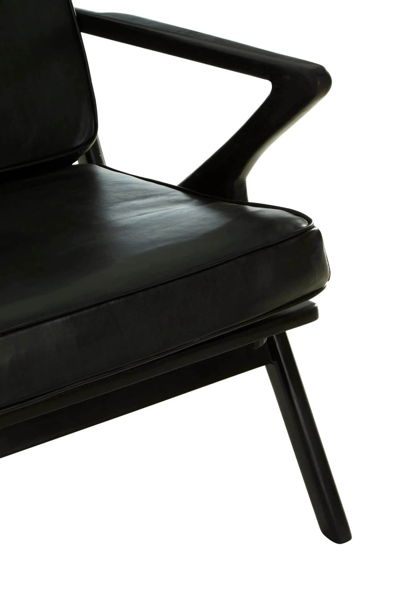 Kendari Black Leather with Teak Wood Frame Armchair - Seating, photo 6 of 7