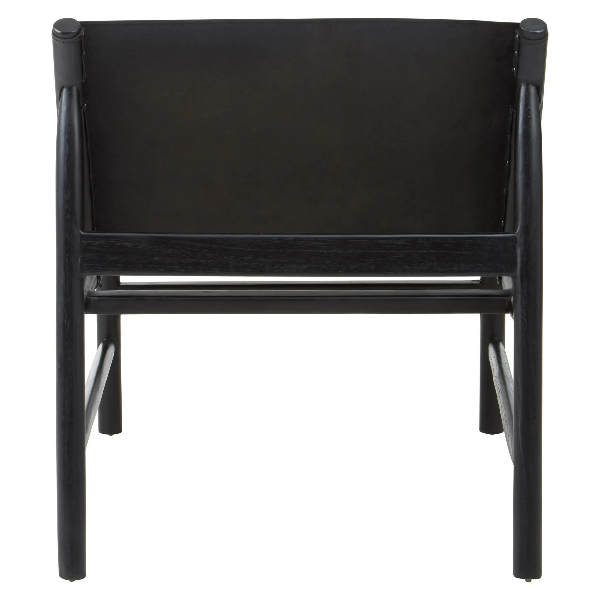 Kendari Black Leather and Teak Modern Sling Chair - Seating, photo 2 of 6