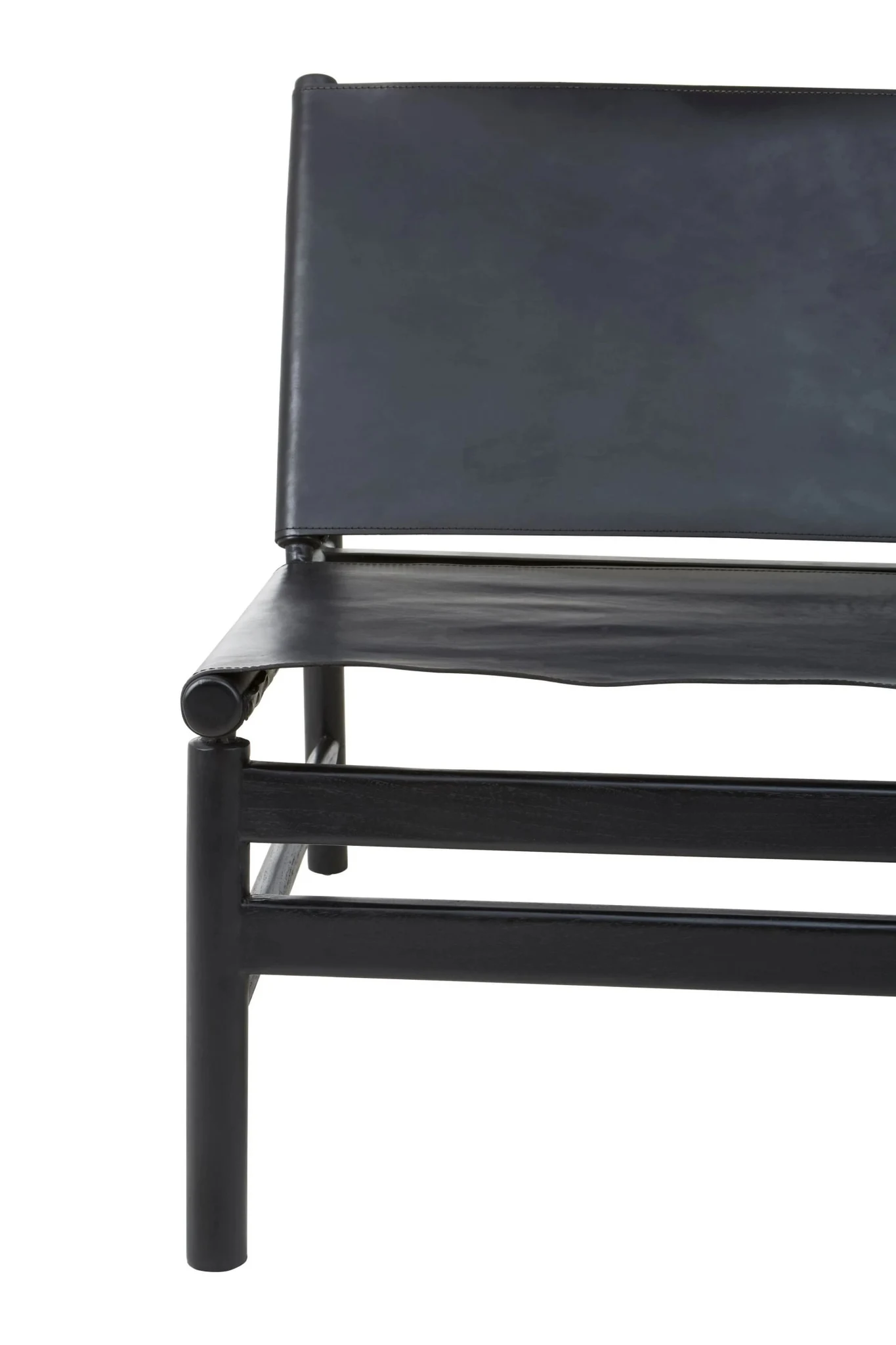Kendari Black Leather and Teak Modern Sling Chair - Seating, photo 5 of 6