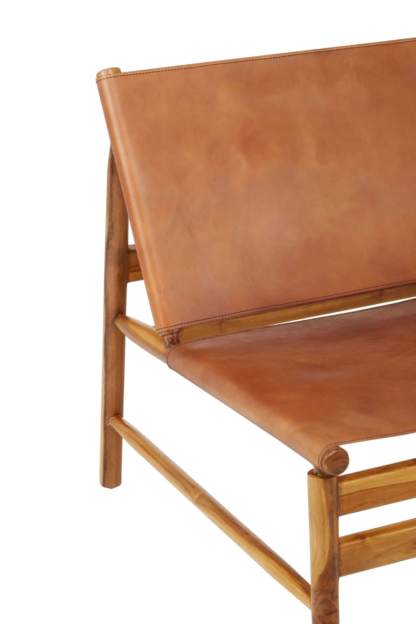 Kendari Brown Leather and Teak Modern Sling Chair - Seating, photo 8 of 8