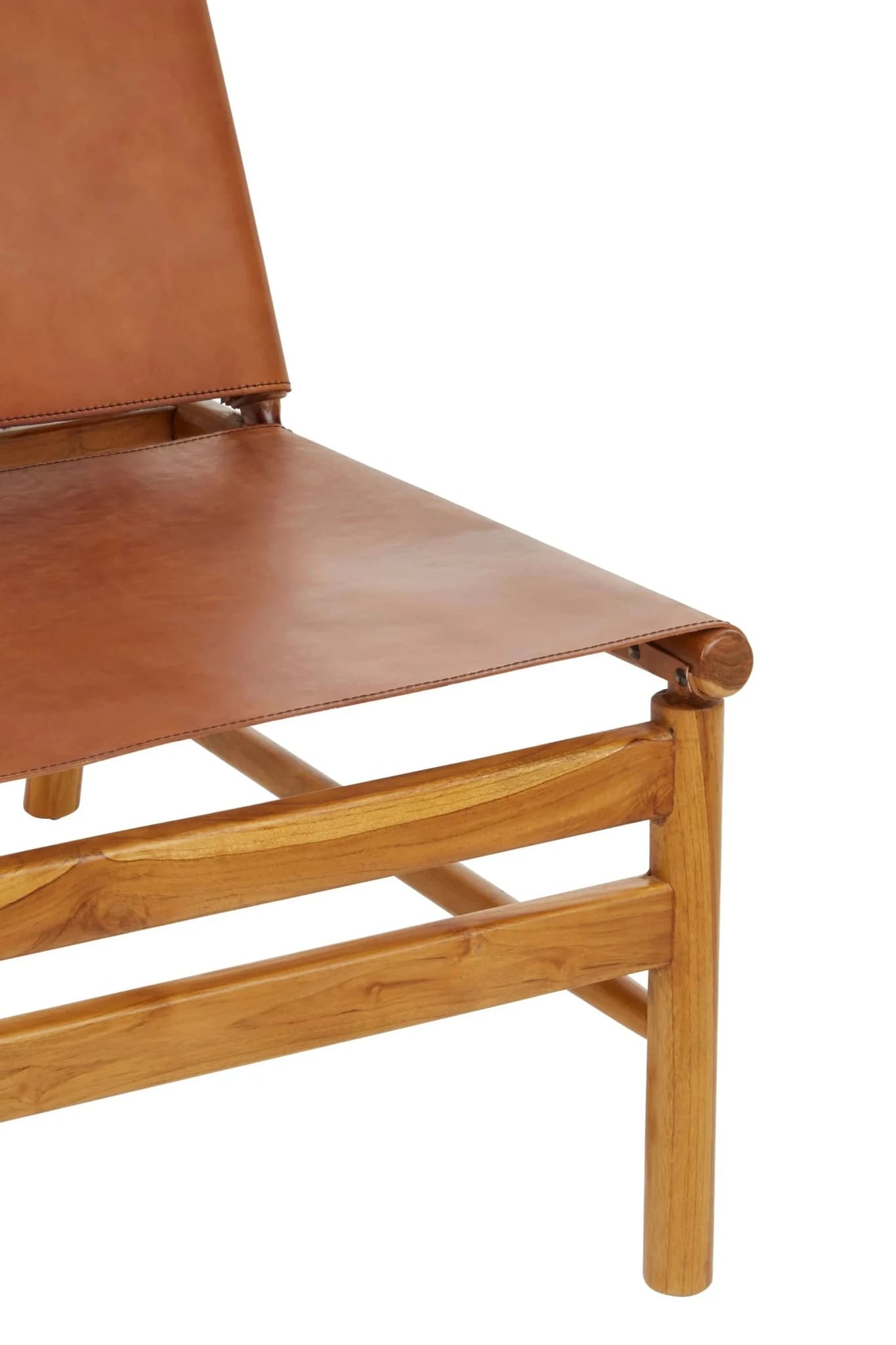 Kendari Brown Leather and Teak Modern Sling Chair - Seating, photo 7 of 8