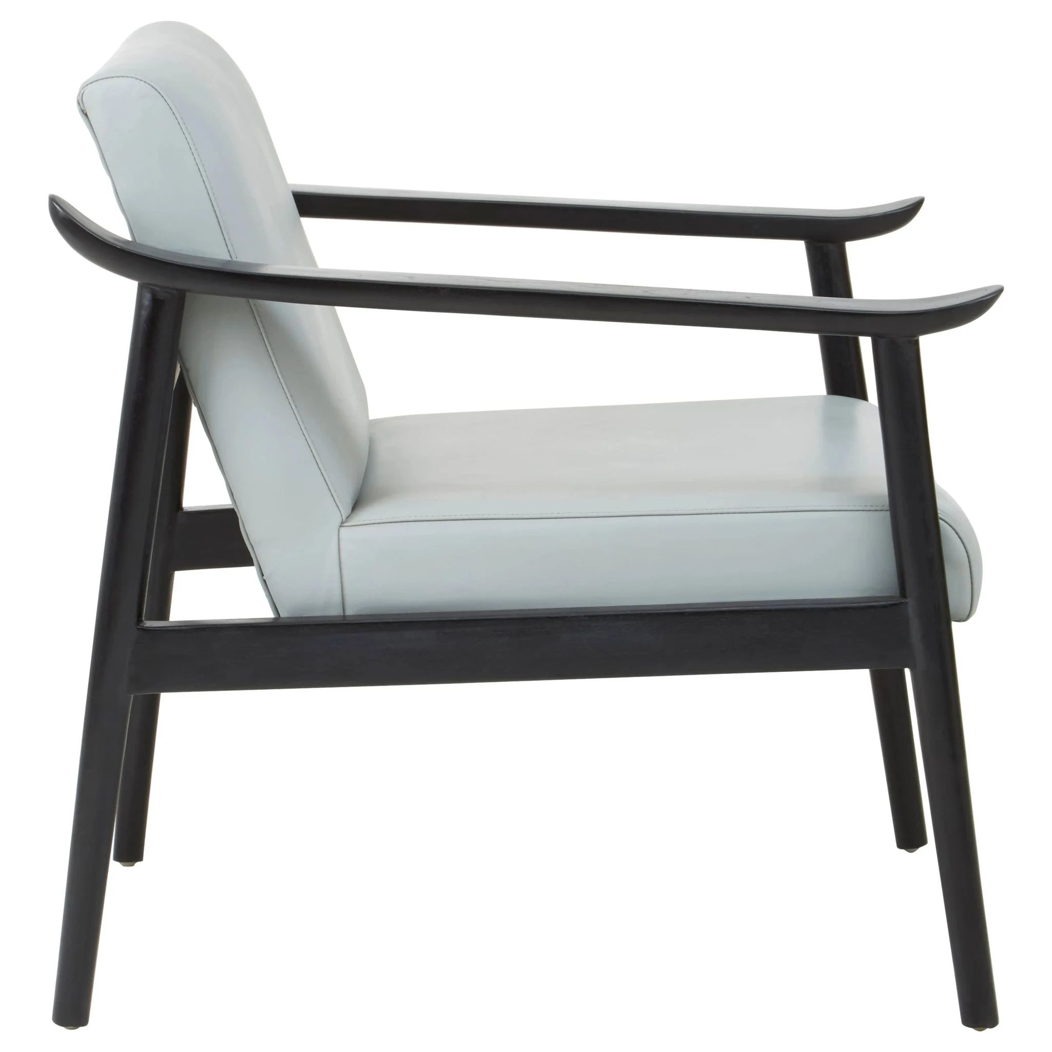 Kendari Grey Leather Armchair with Black Teak Wood Frame - Seating, photo 3 of 6