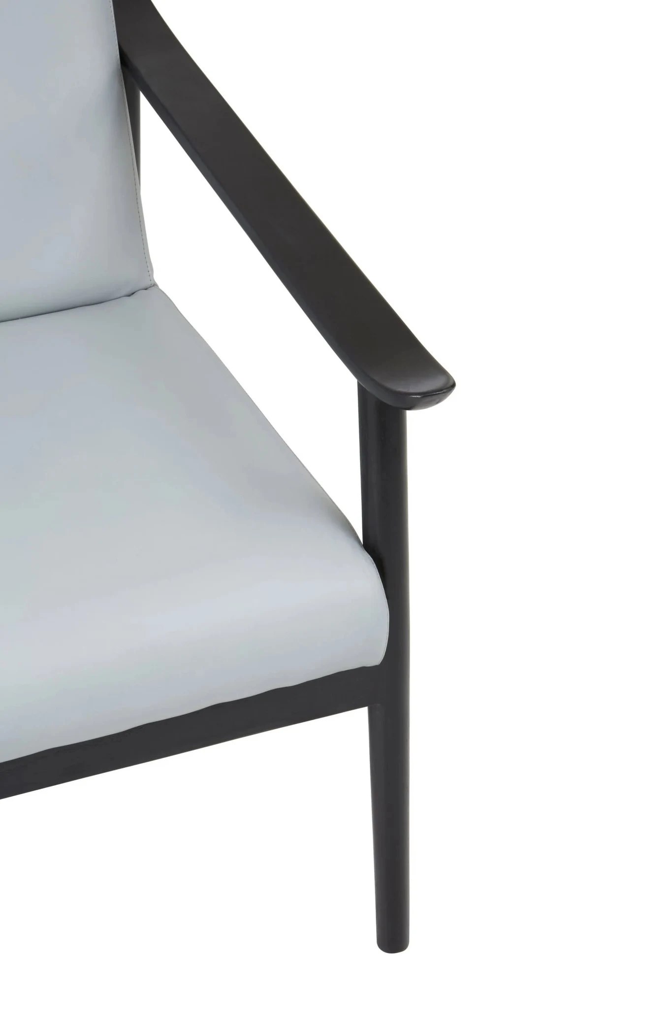 Kendari Grey Leather Armchair with Black Teak Wood Frame - Seating, photo 6 of 6