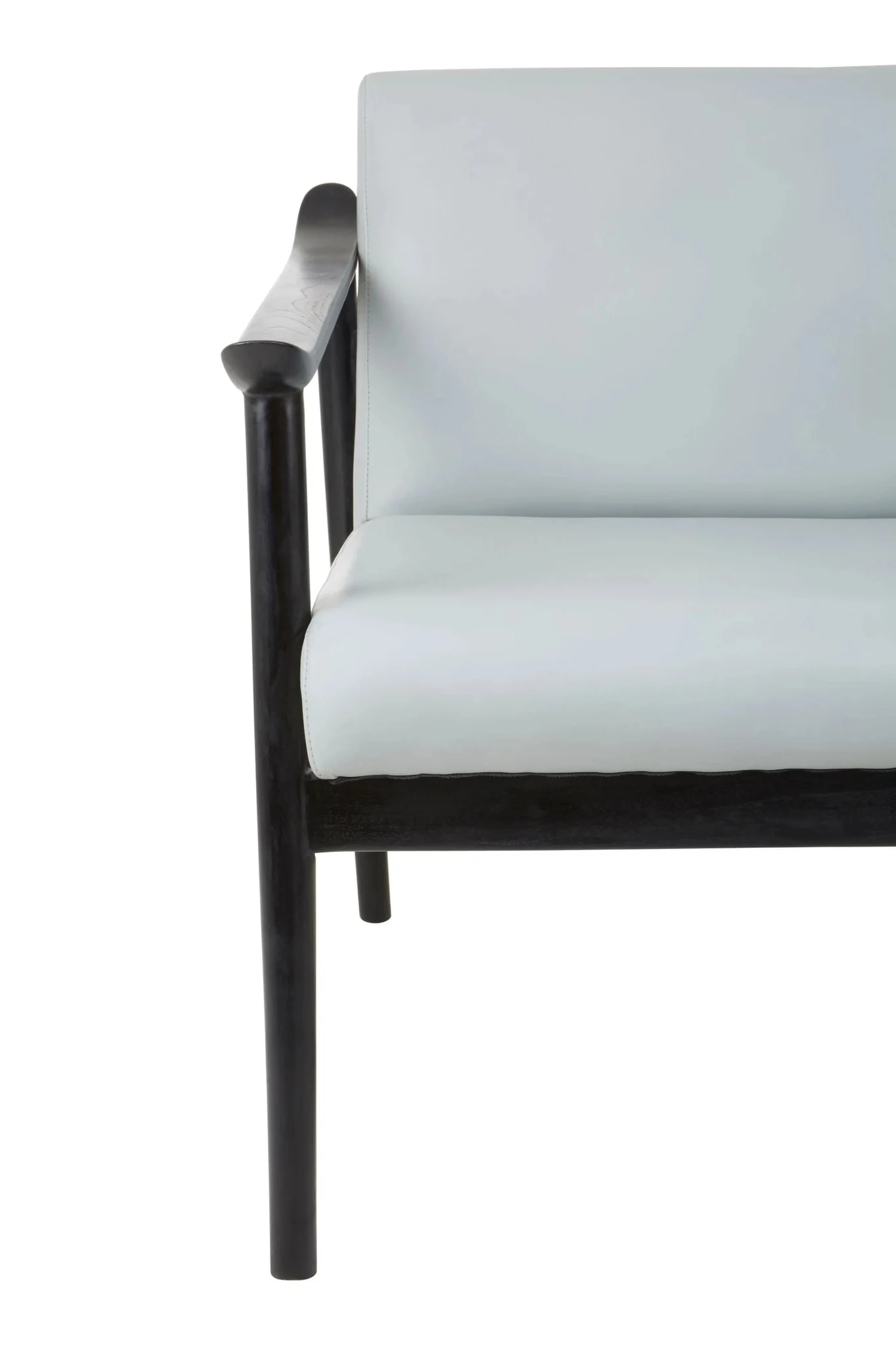 Kendari Grey Leather Armchair with Black Teak Wood Frame - Seating, photo 5 of 6