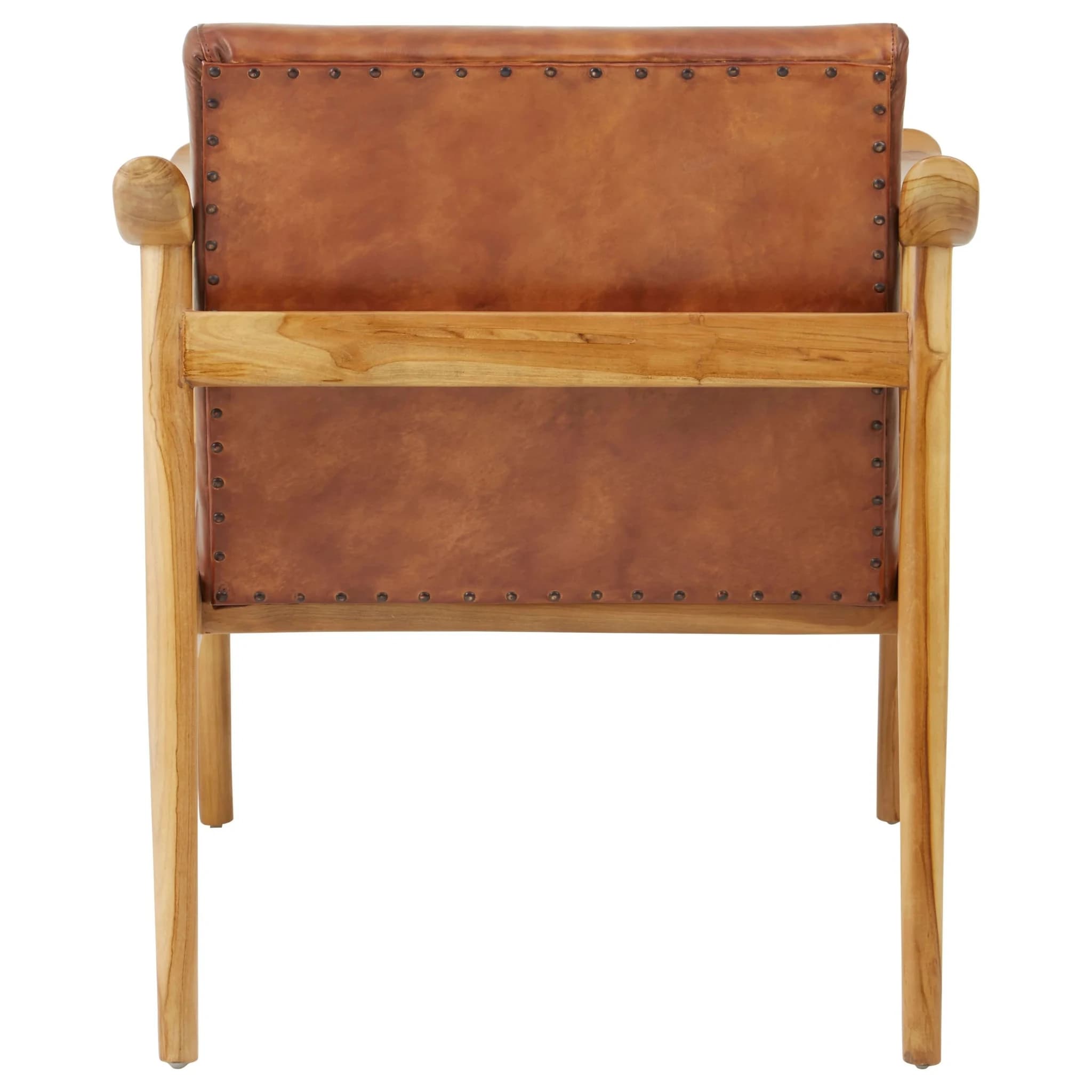 Kendari Brown Leather with Natural Teak Wood Armchair - Seating, photo 3 of 7