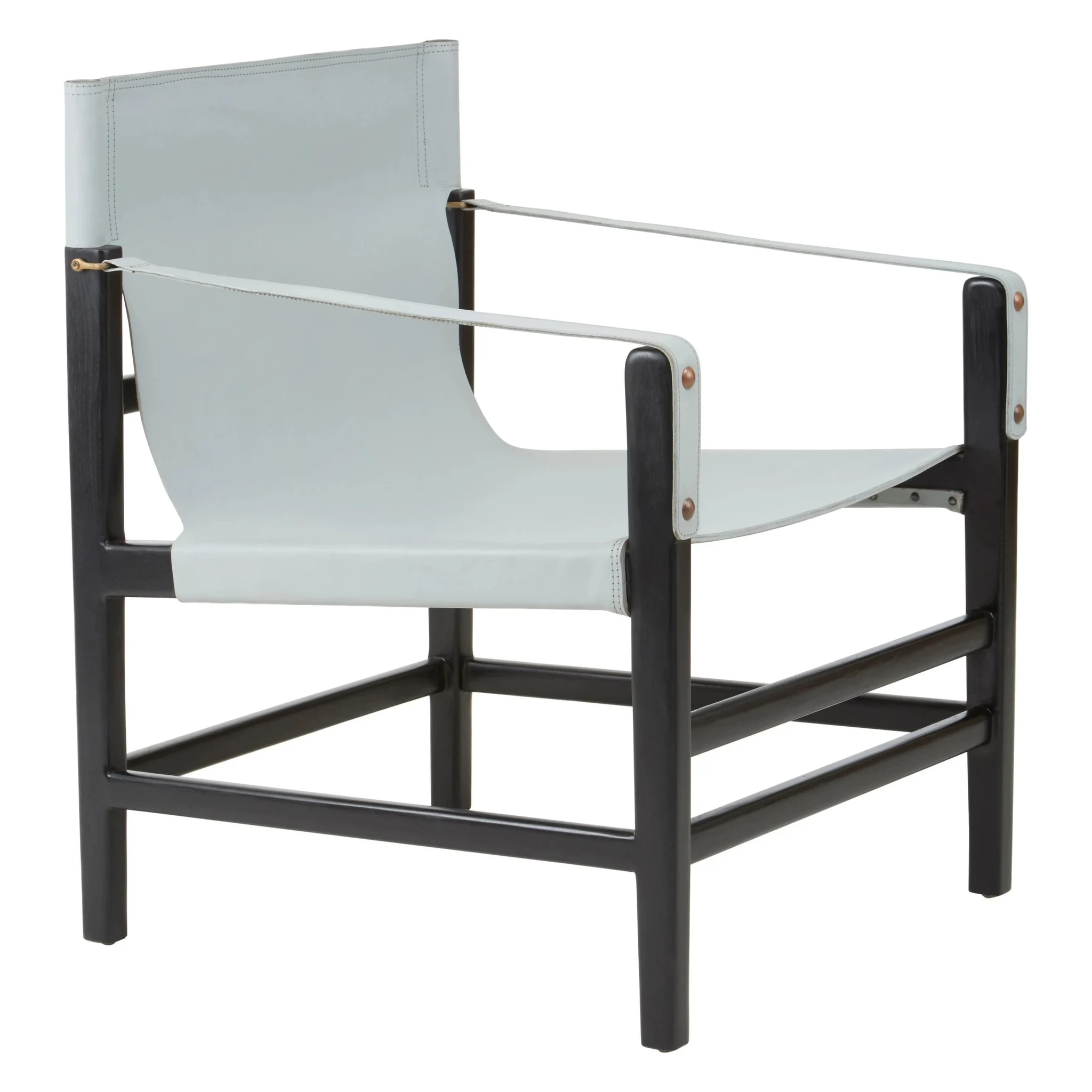 Kendari Grey Leather and Black Teak Wood Chair - Seating, photo 3 of 6