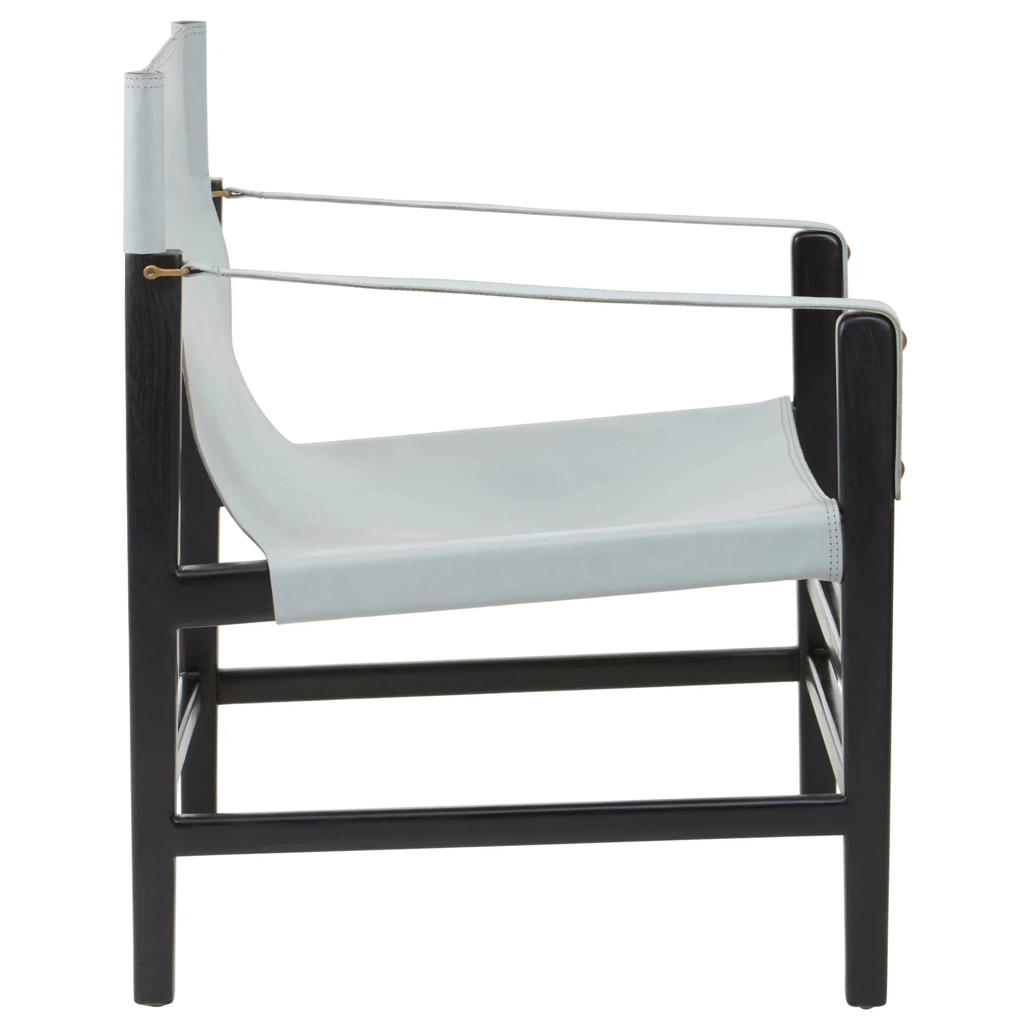 Kendari Grey Leather and Black Teak Wood Chair - Seating, photo 2 of 6