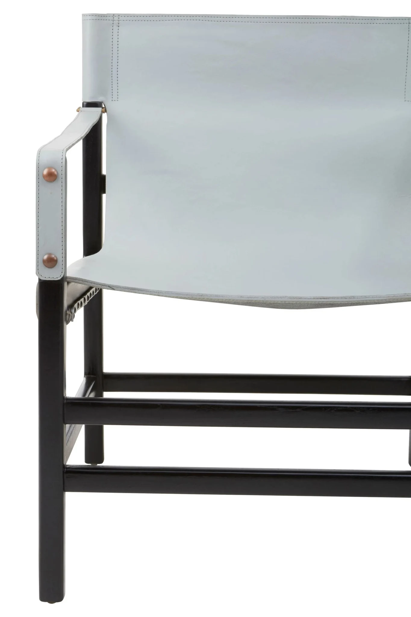 Kendari Grey Leather and Black Teak Wood Chair - Seating, photo 5 of 6