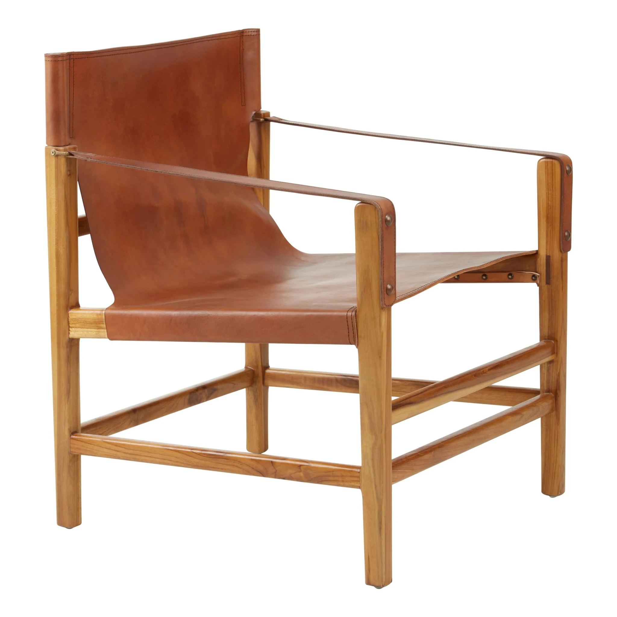 Kendari Brown Leather and Natural Teak Wood Chair - Seating, photo 4 of 6