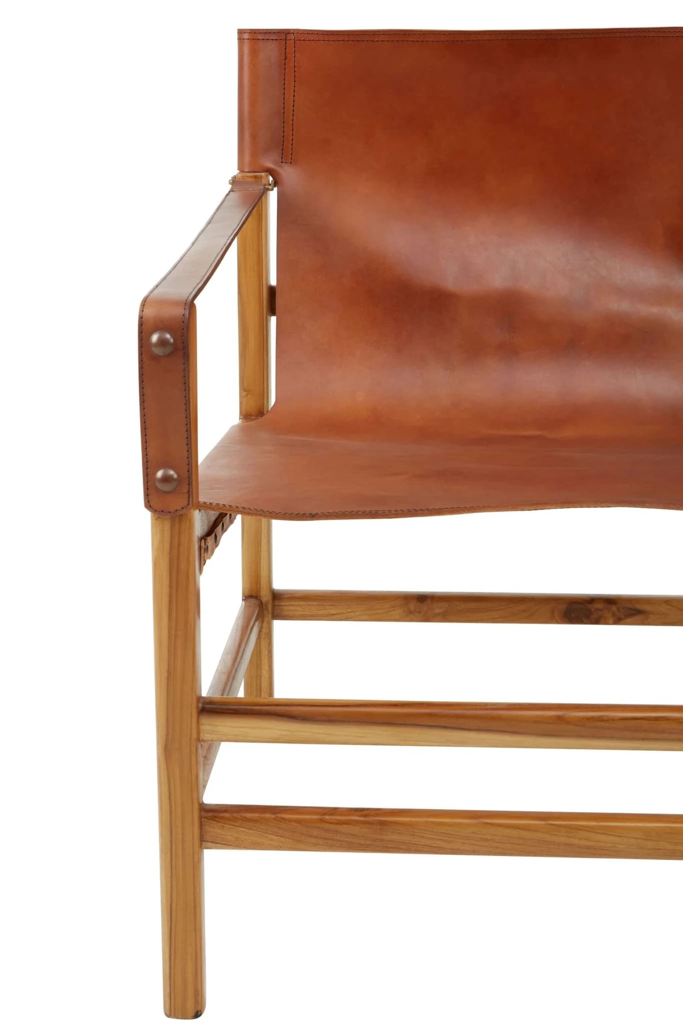 Kendari Brown Leather and Natural Teak Wood Chair - Seating, photo 5 of 6