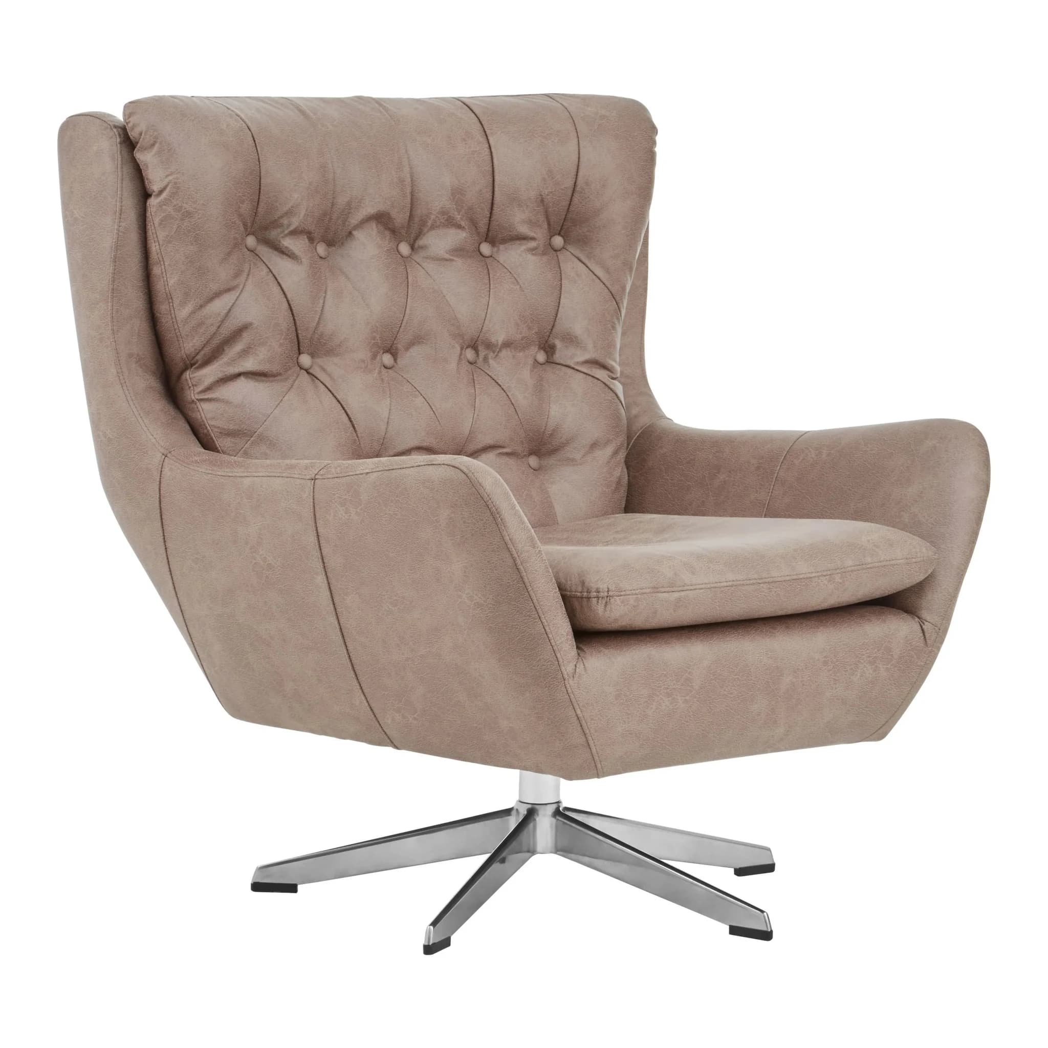 Harold Brown Leather Effect Swivel Chair - Seating, photo 5 of 7